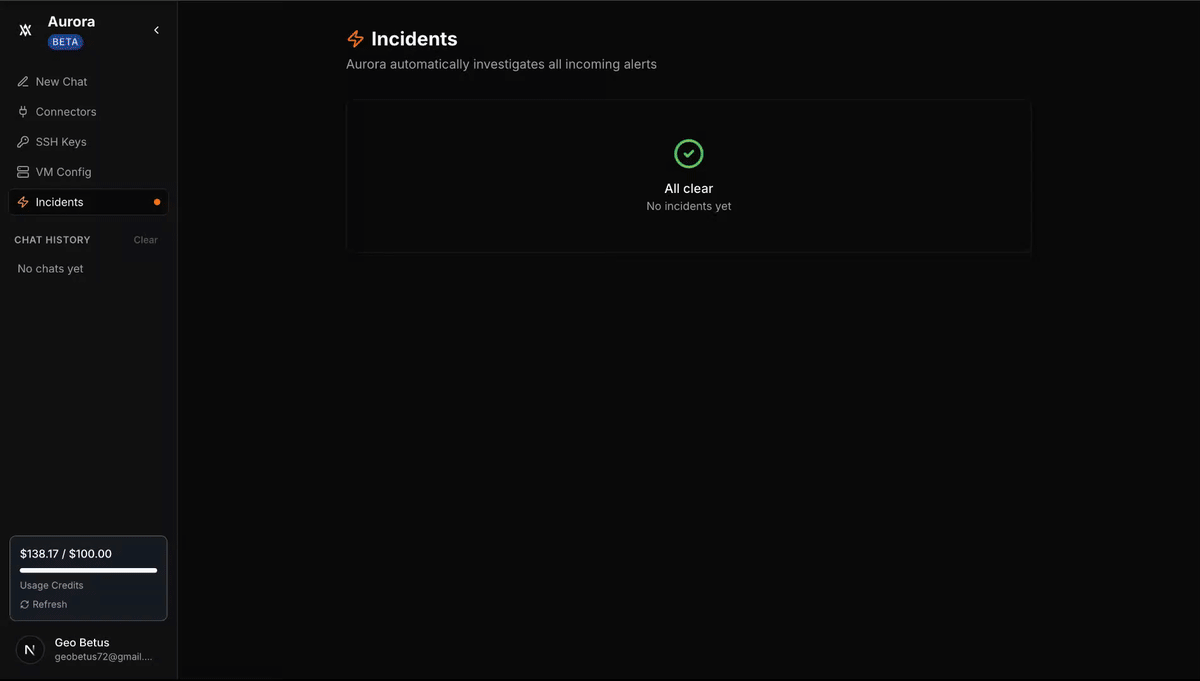 Aurora Demo — AI agent investigating a cloud incident