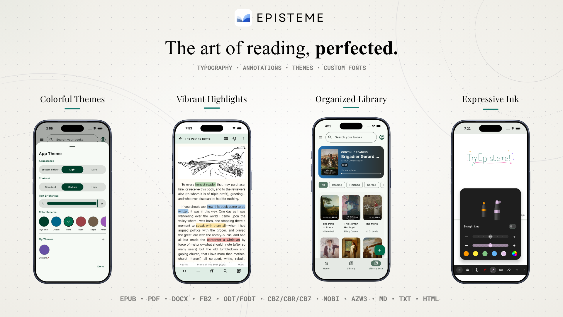 Episteme Reader on mobile