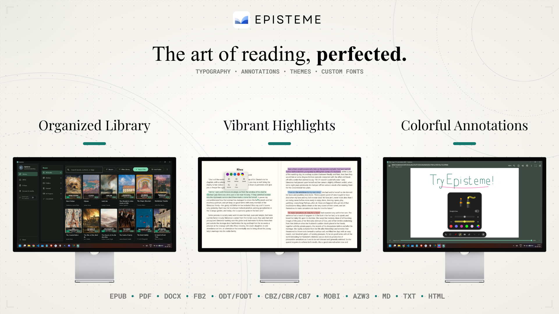 Episteme Reader on desktop