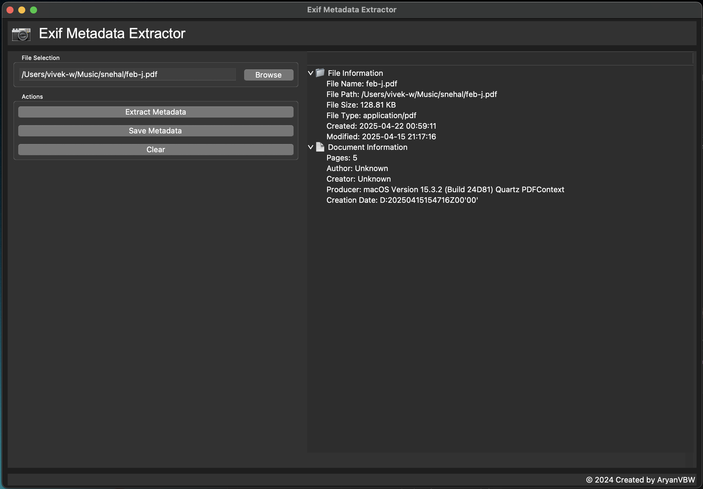 Exif GUI PDF Metadata