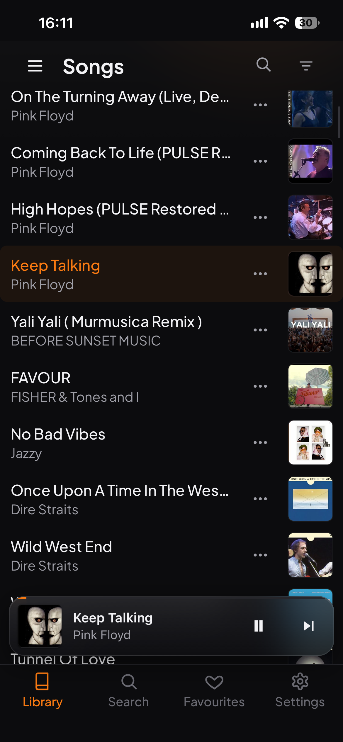 Music library on a phone