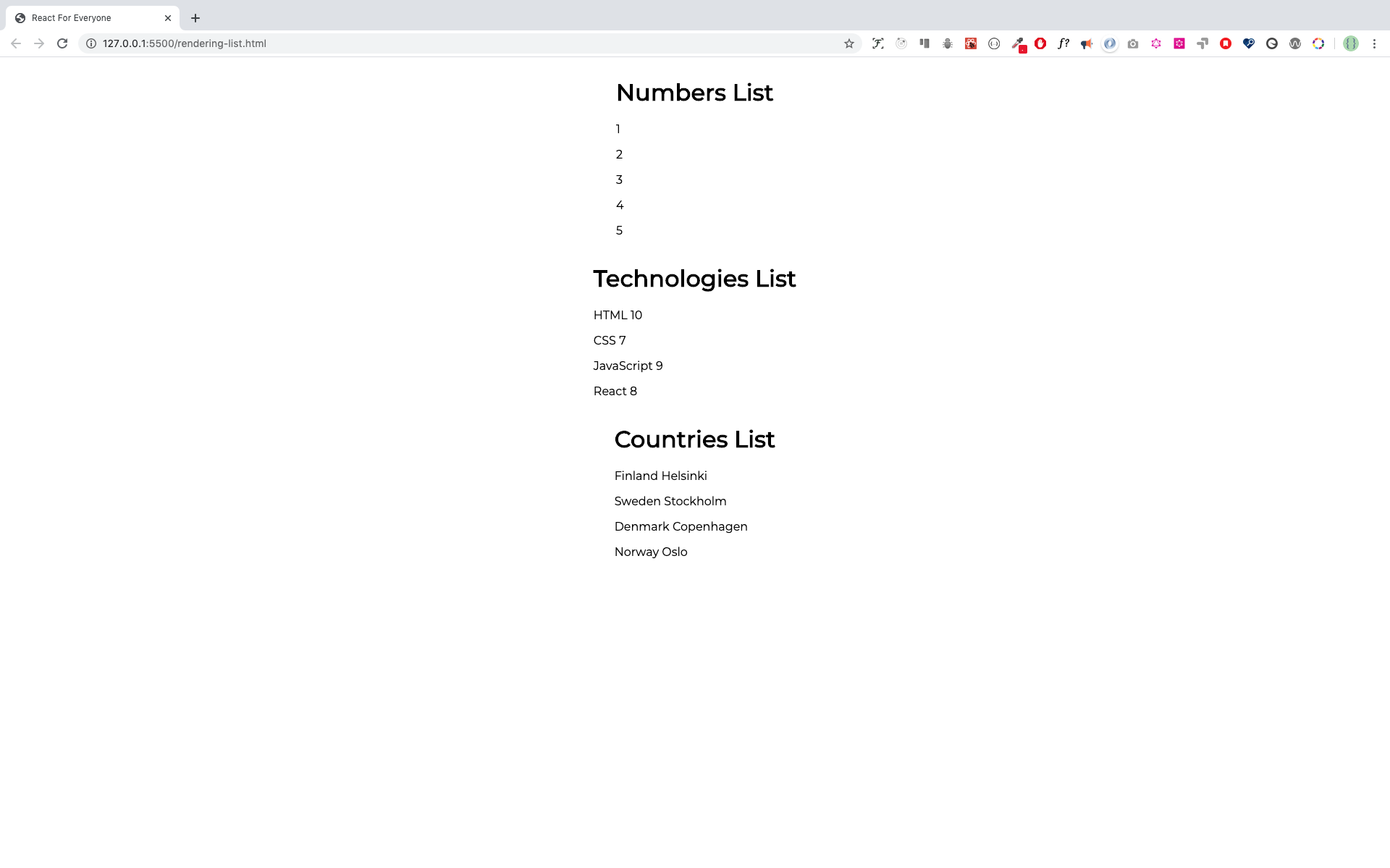 Rendering list