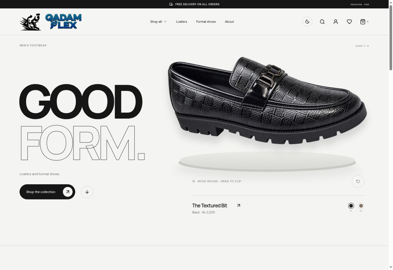 Qadam Flex footwear storefront preview