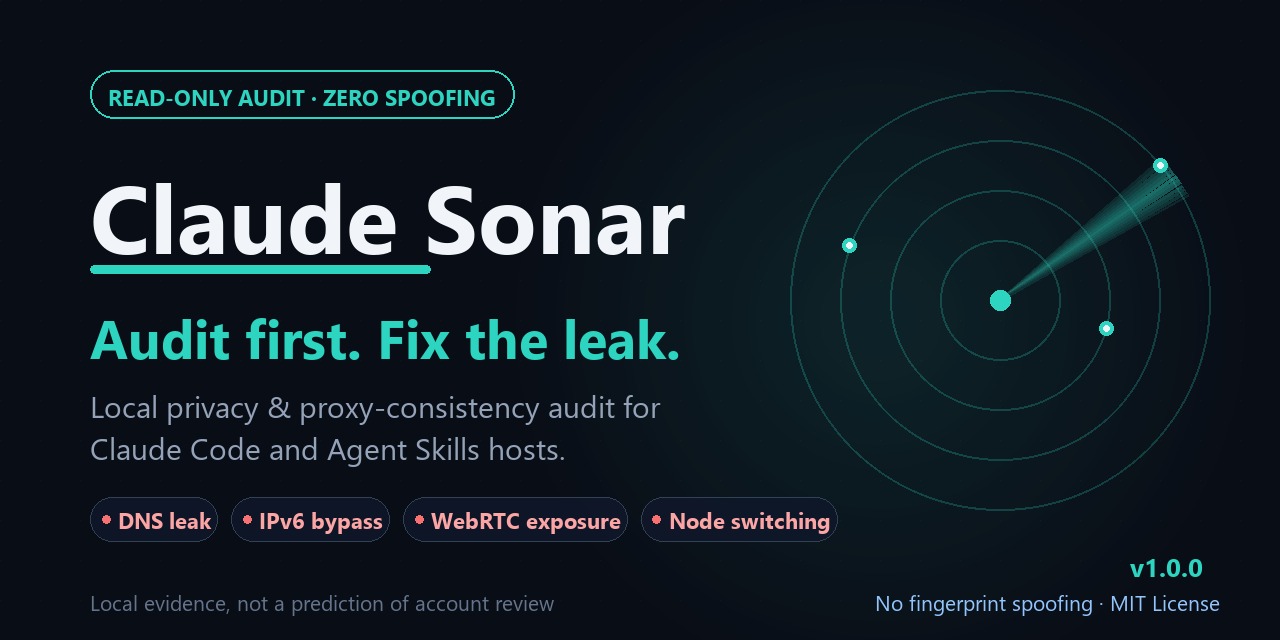 Claude Sonar — local-first privacy and proxy audit