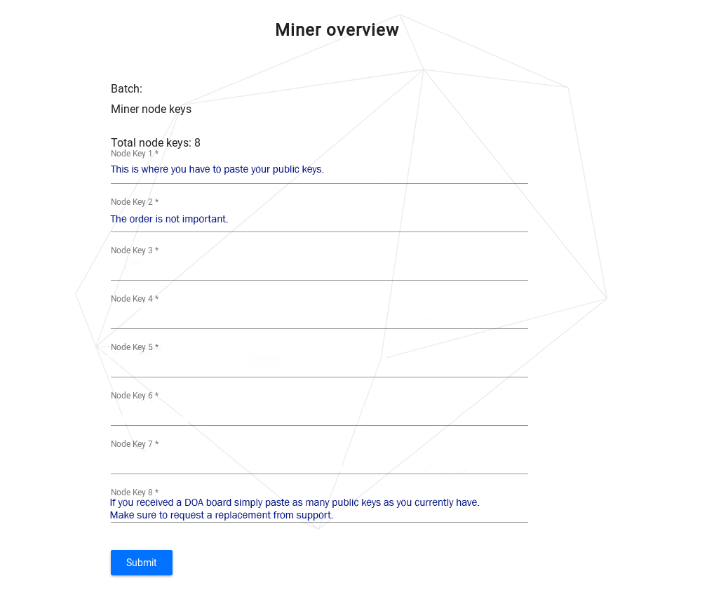 Empty official Skyminer that was allocated together with the account creation