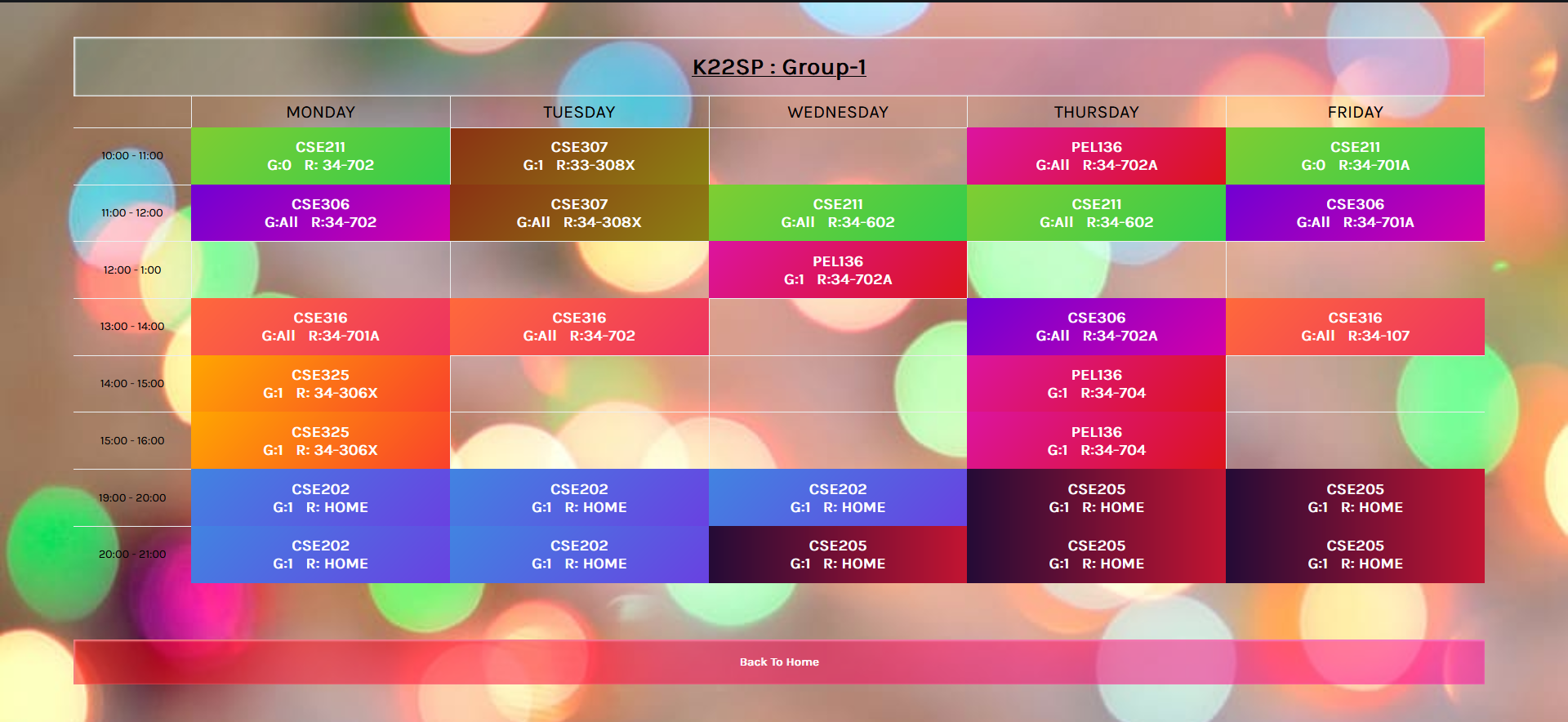 Timetable