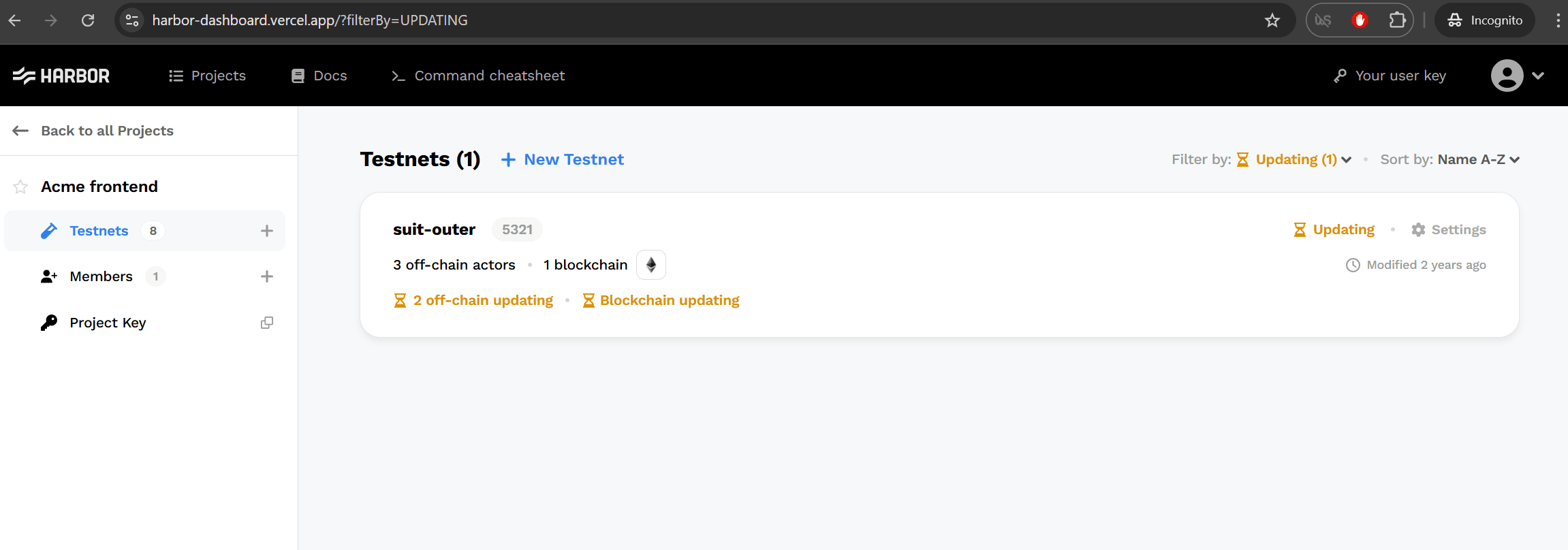 Filtering and Sorting Testnets
