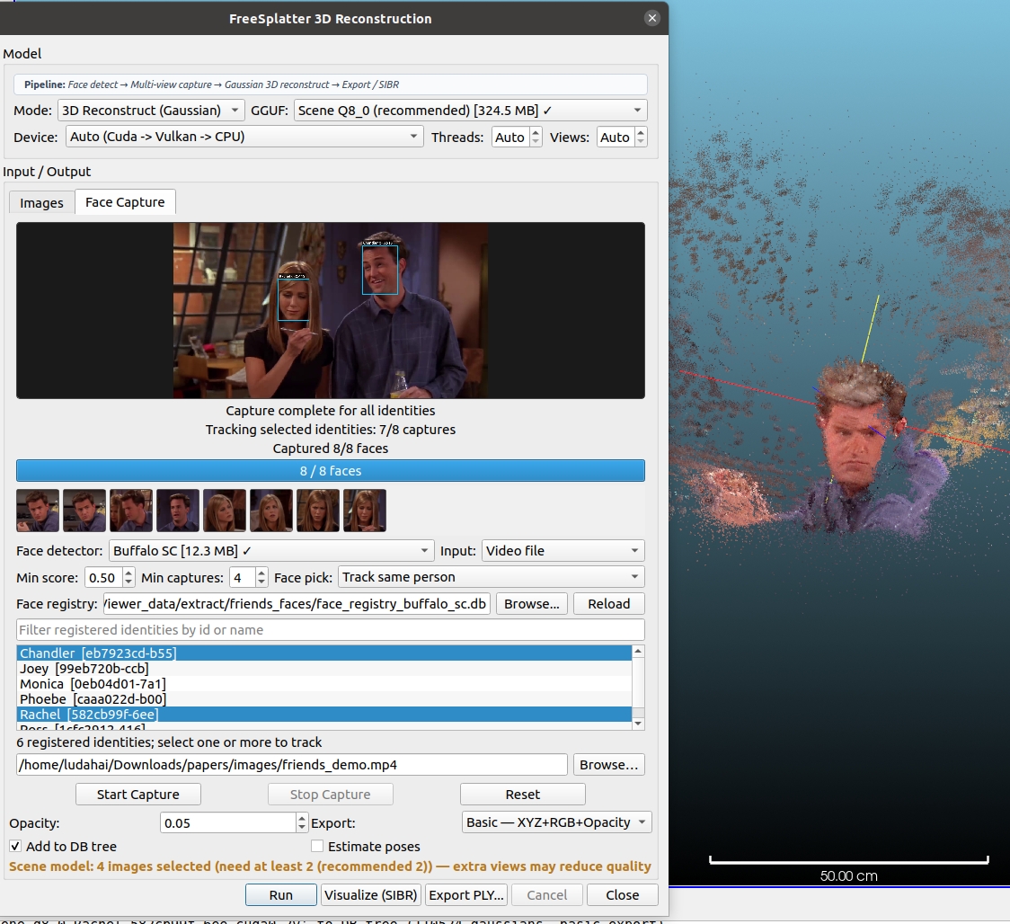 qFreeSplatter guided face capture