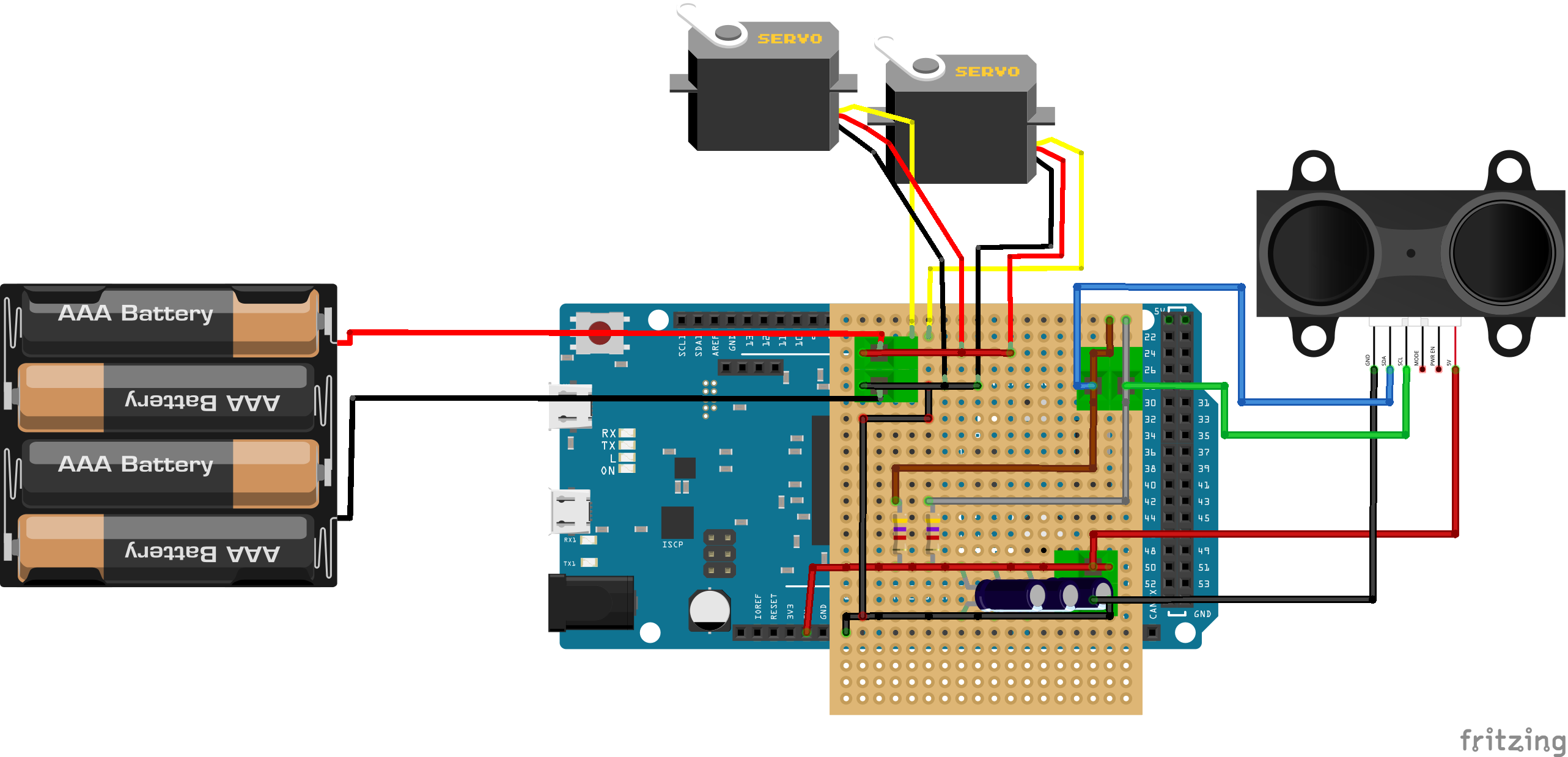 ArduinoLidarLiteV3PerfboardDiagram