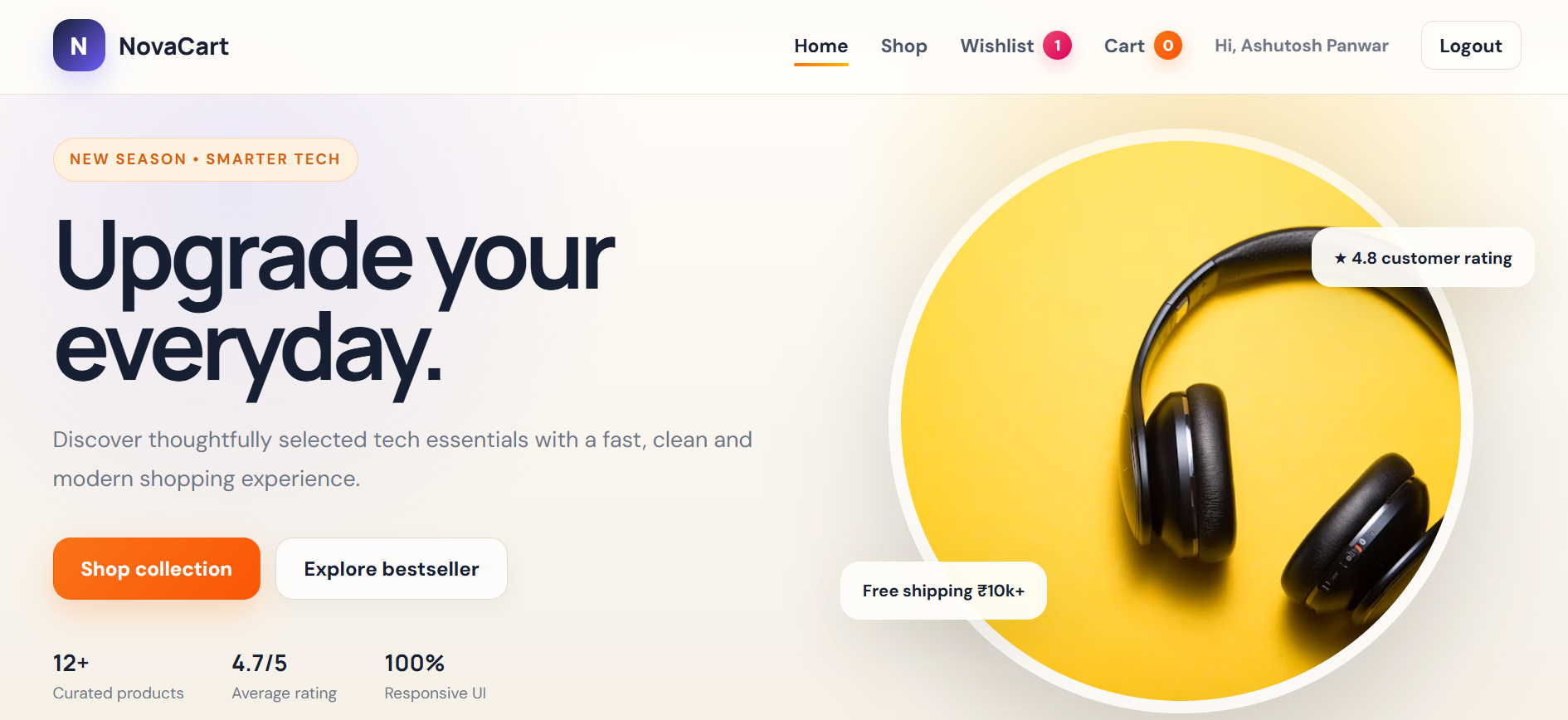 NovaCart E-commerce Frontend project screenshot