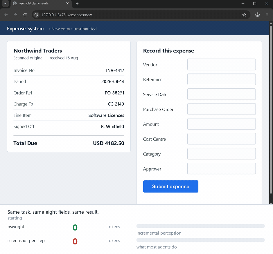 OSWright transcribing an invoice into an expense form
