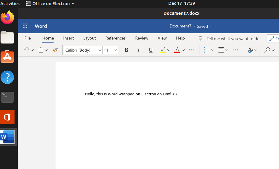 Word on Ubuntu