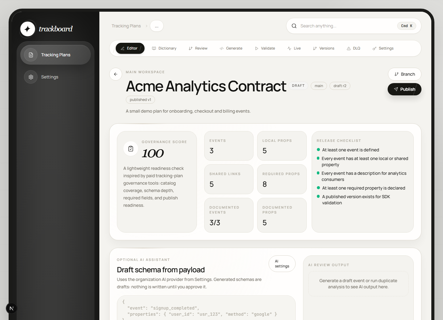 Trackboard editor