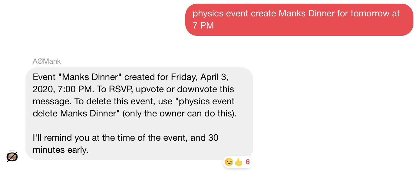 physics event create
