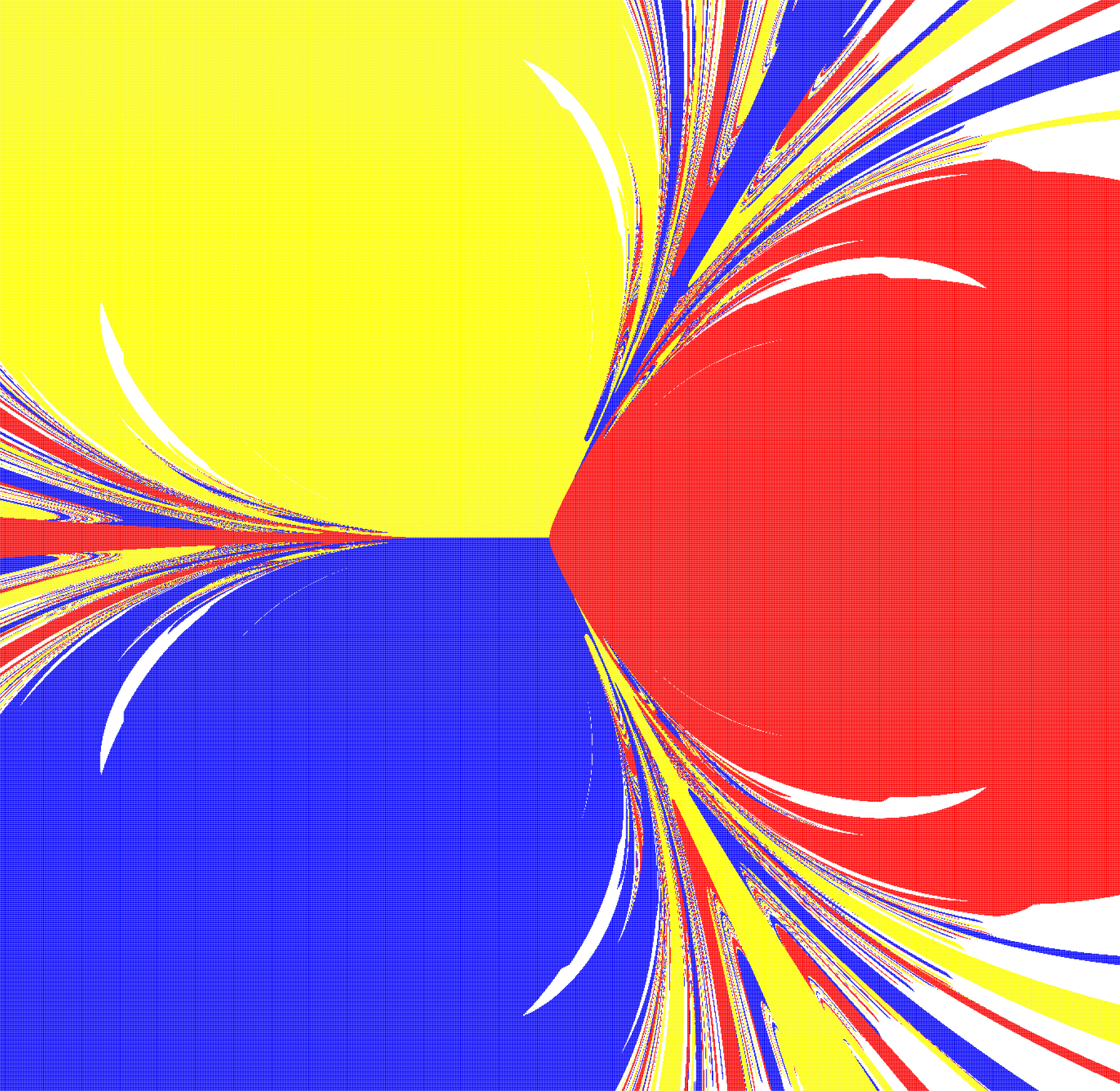 Fractal basin of attraction from a 3-body setup
