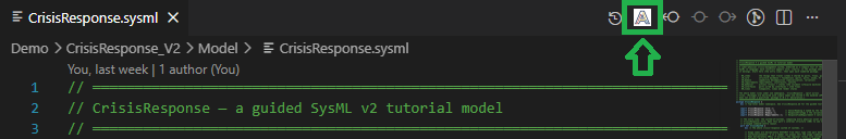 The ASysT button in the VS Code editor toolbar