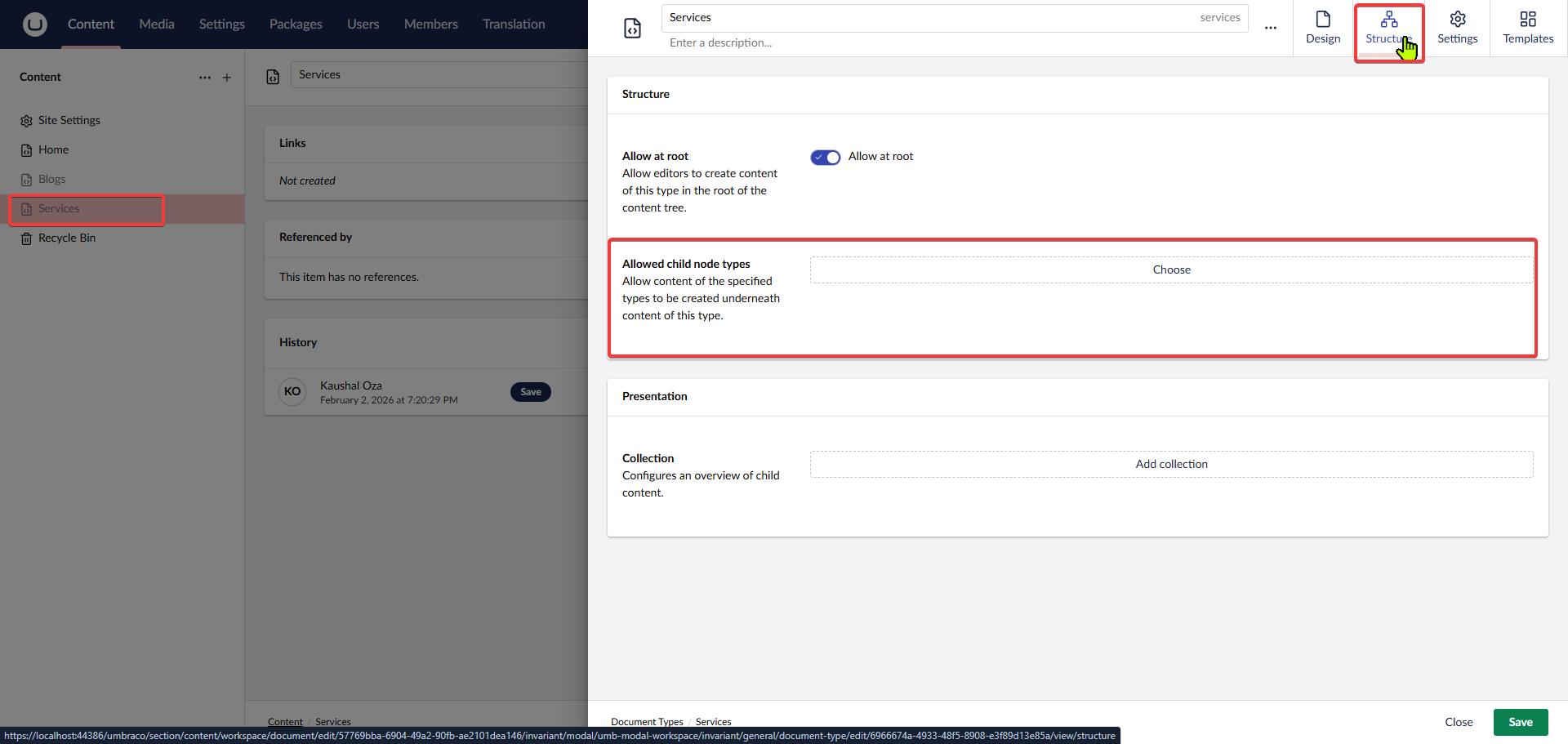 Go to the document settings and add child document support