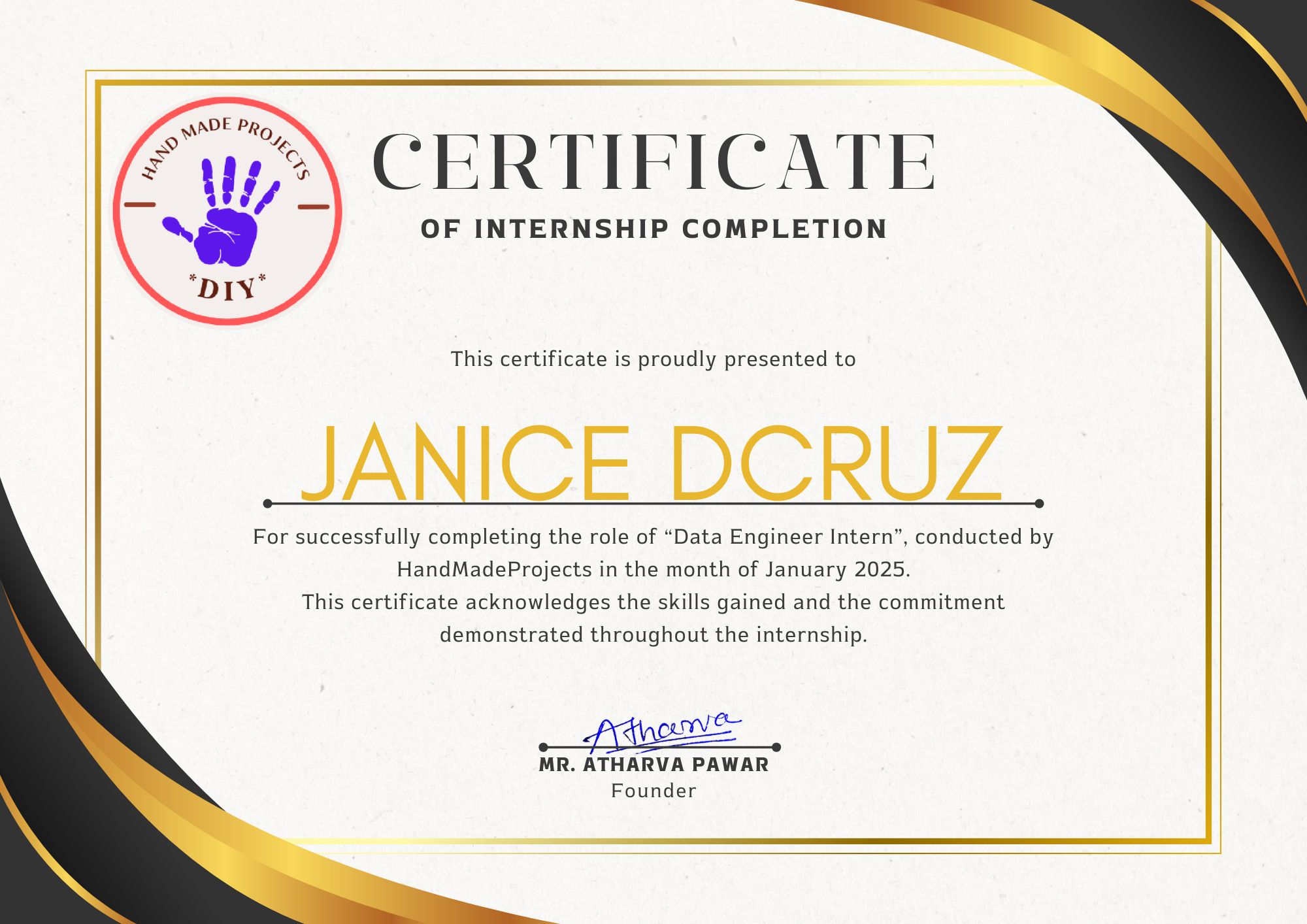 Internship Completion Certificate
