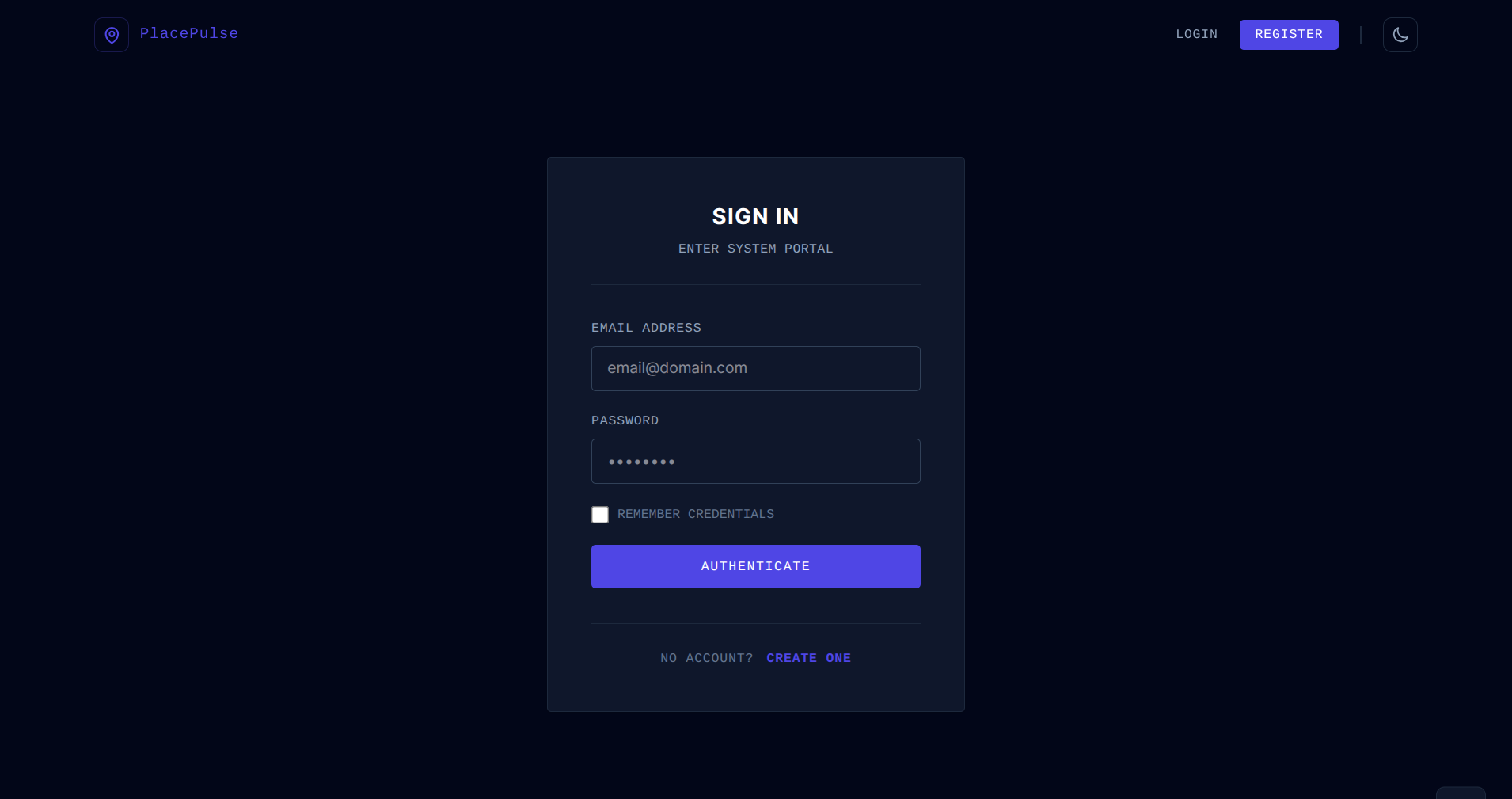 Screenshot of Sign In Page