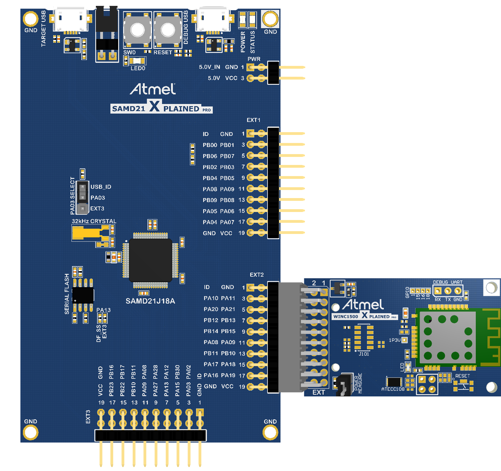 Plug WINC1500 to SAMD21-XPRO