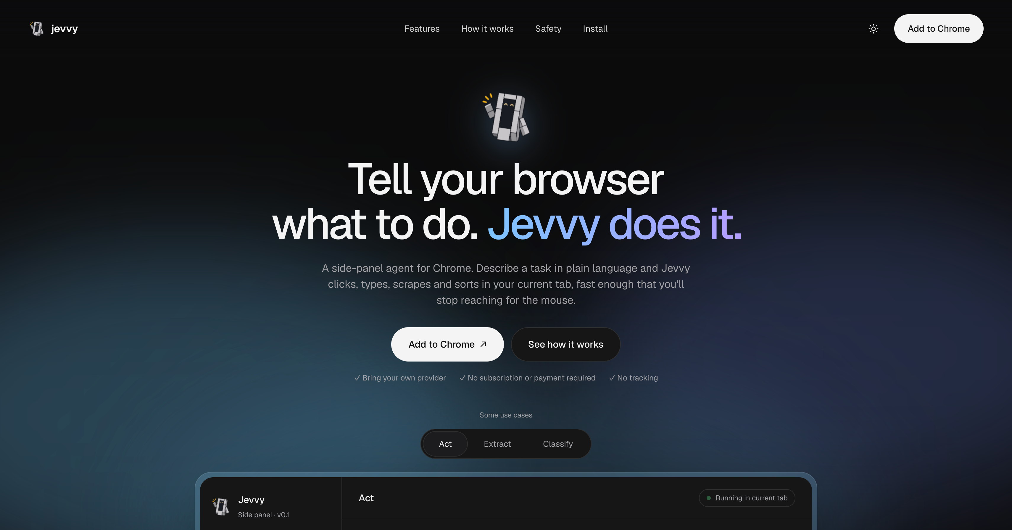 Jevvy: tell your browser what to do