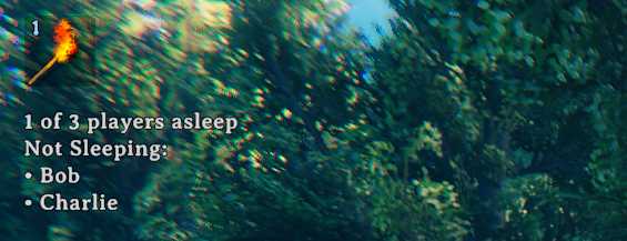 Top-left notification showing the bed count and Not Sleeping list.
