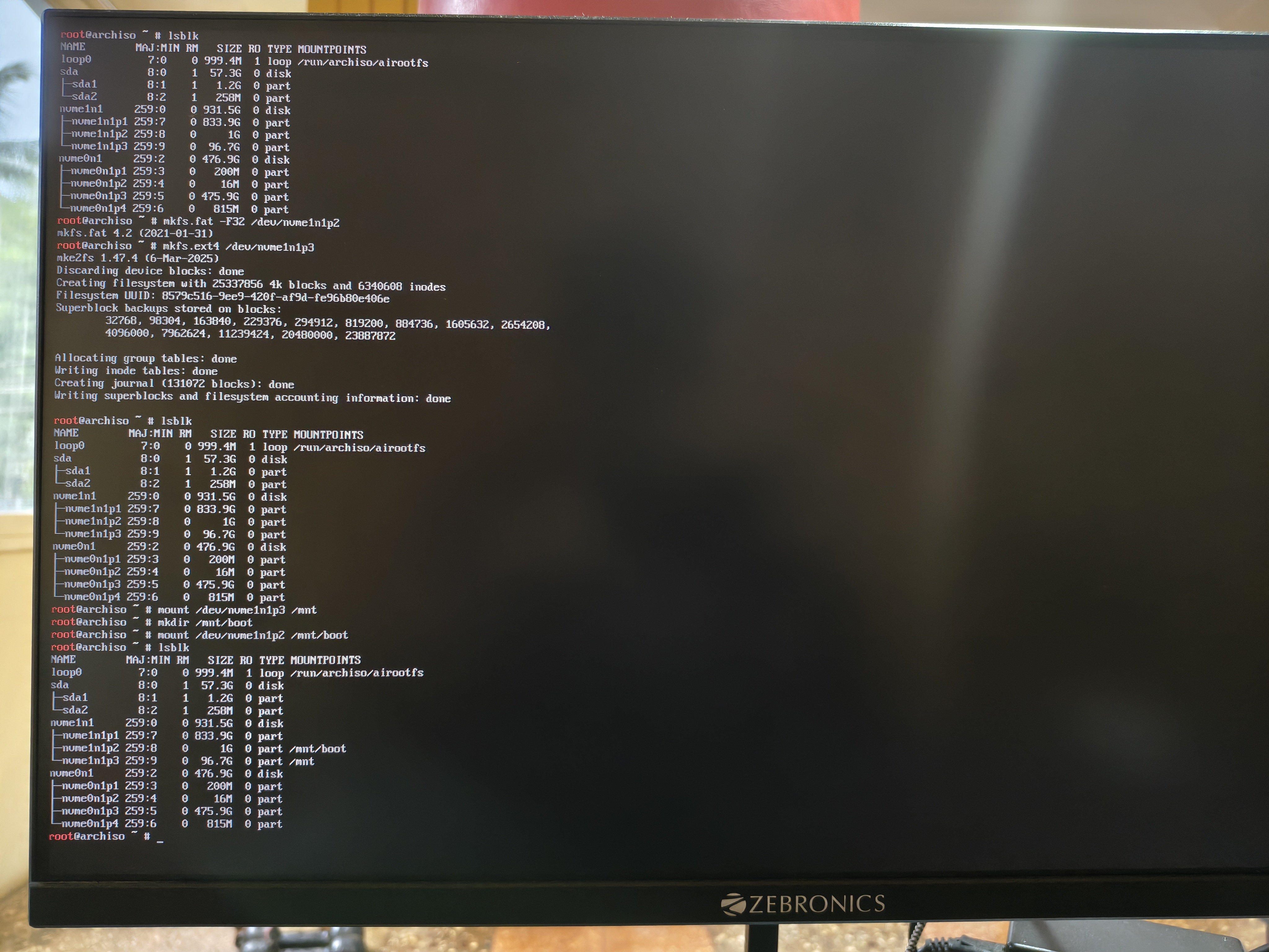 lsblk after formatting