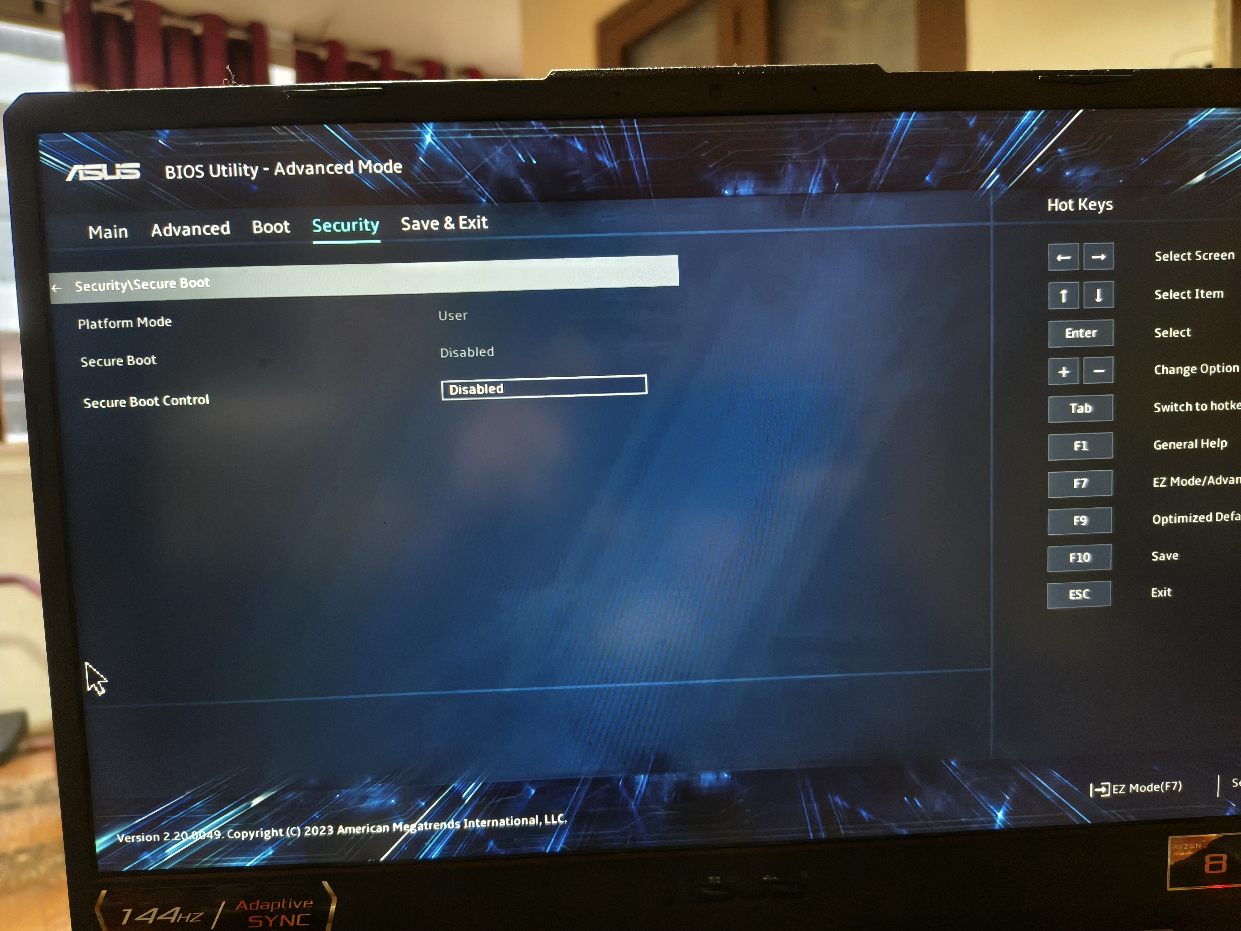 Disable secure boot