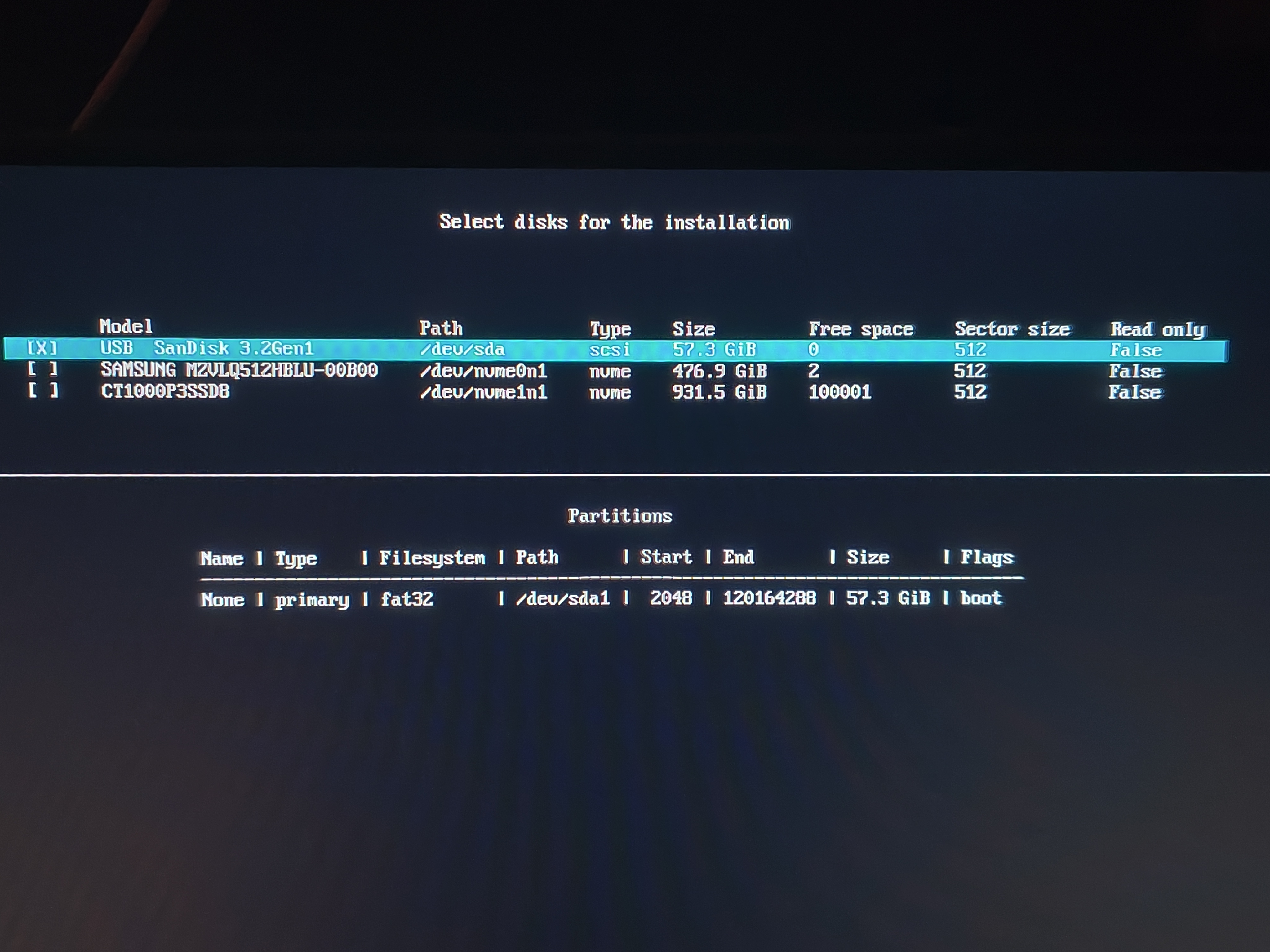 disk configuration