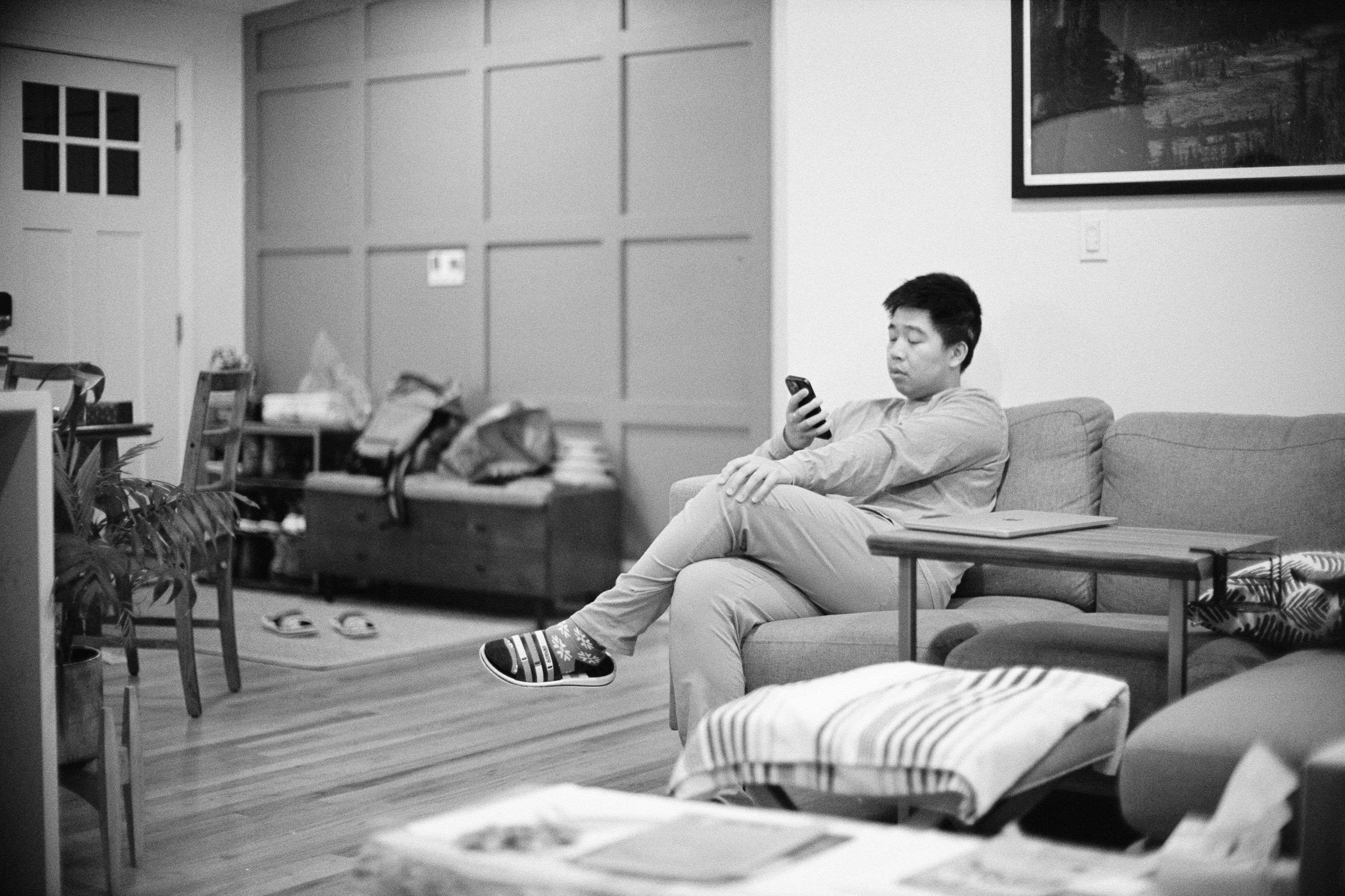 Lounging in the living room