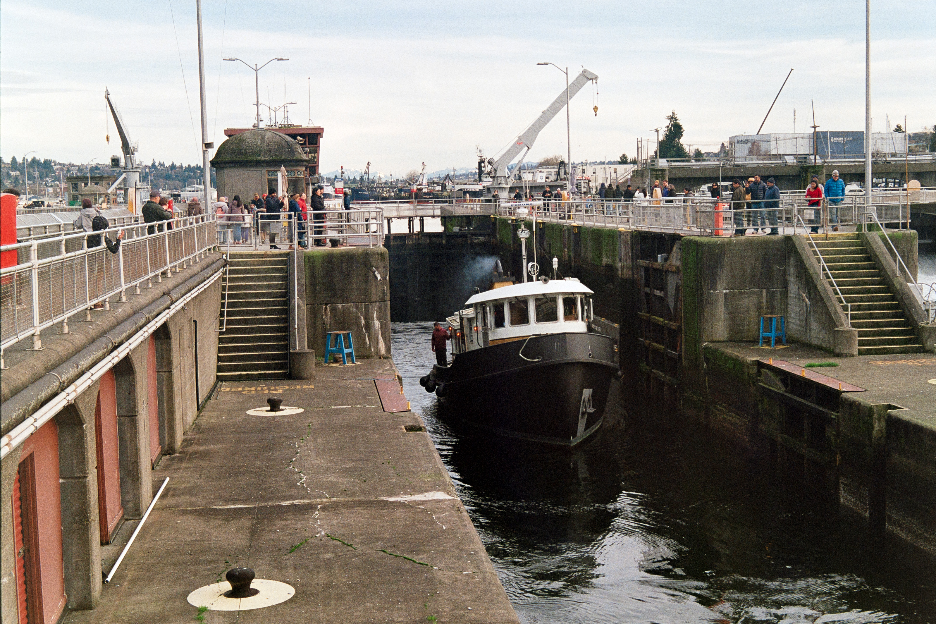 Ship leaving Ballard Locks
