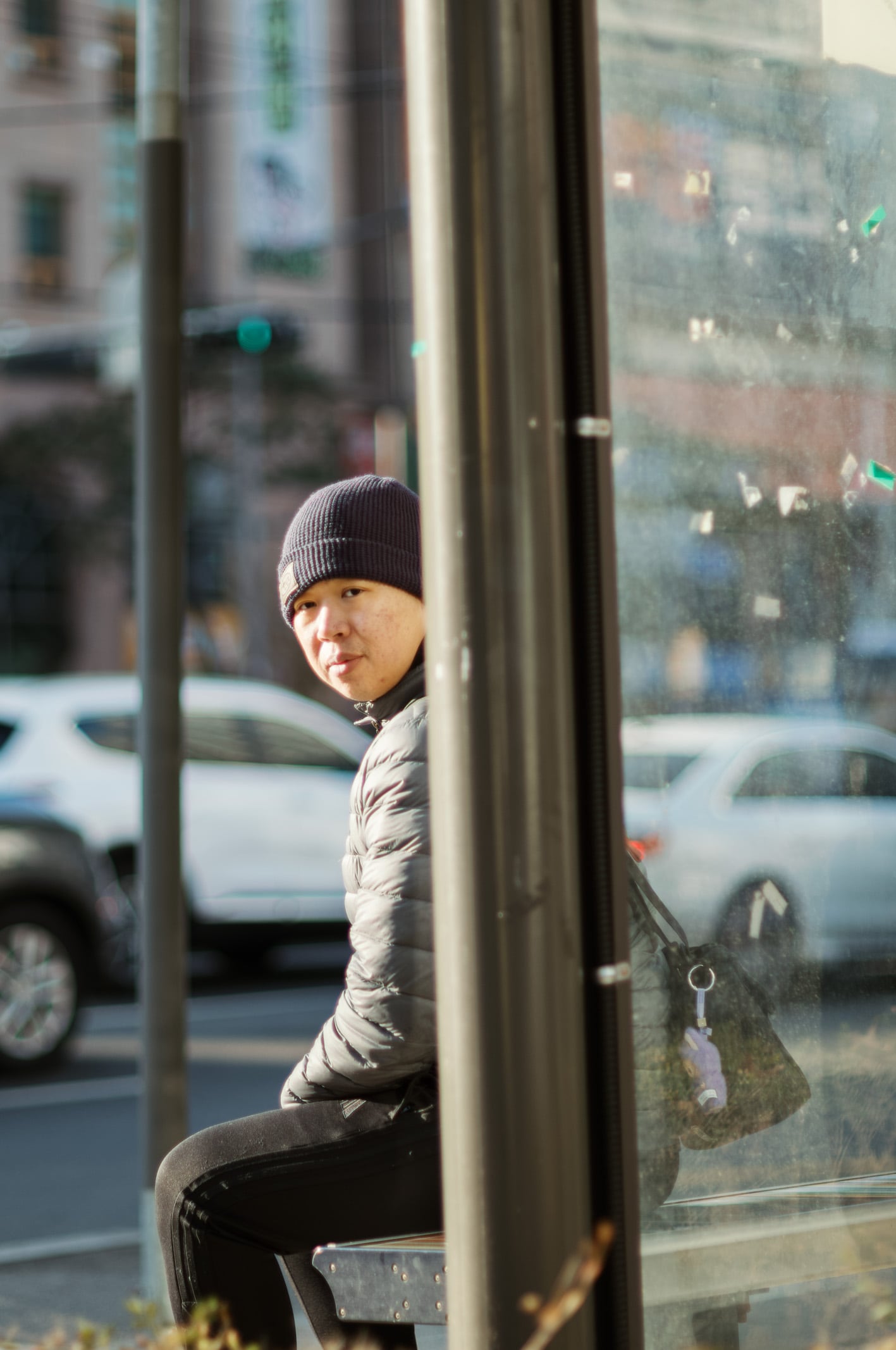 X at bus stop