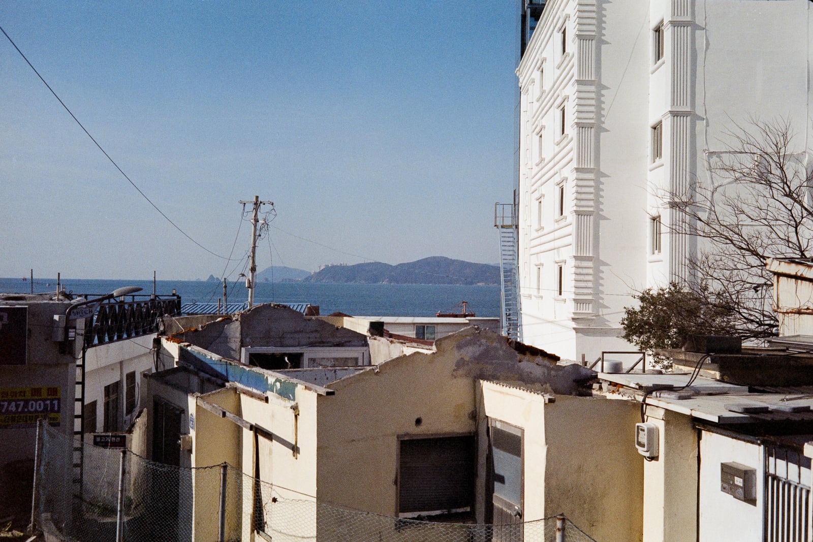 Busan beach scene on film