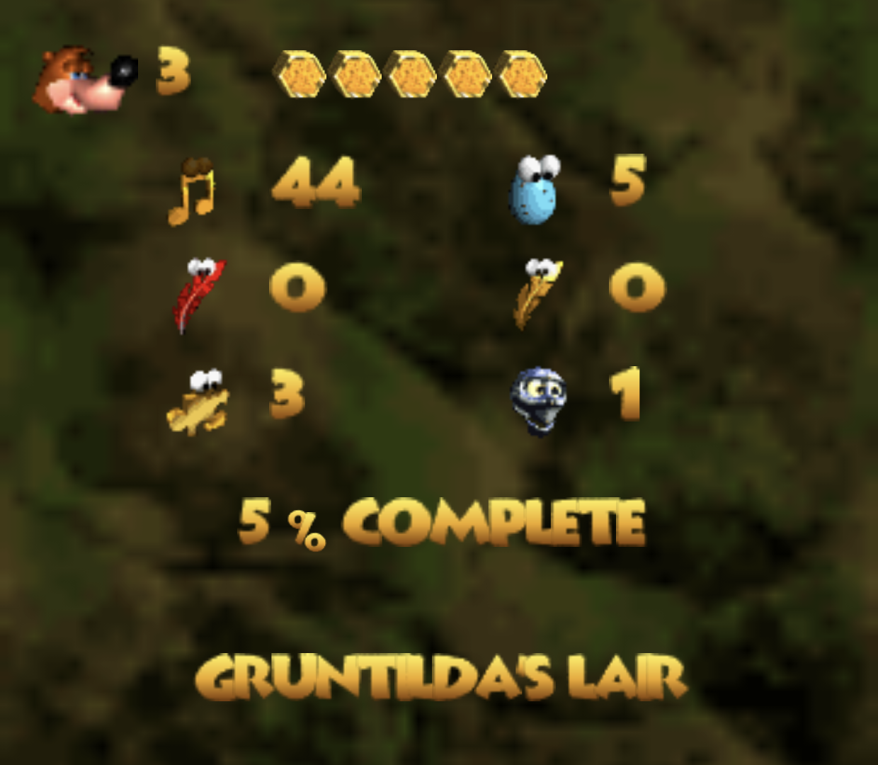 Gruntilda's lair companion stats on the secondary display