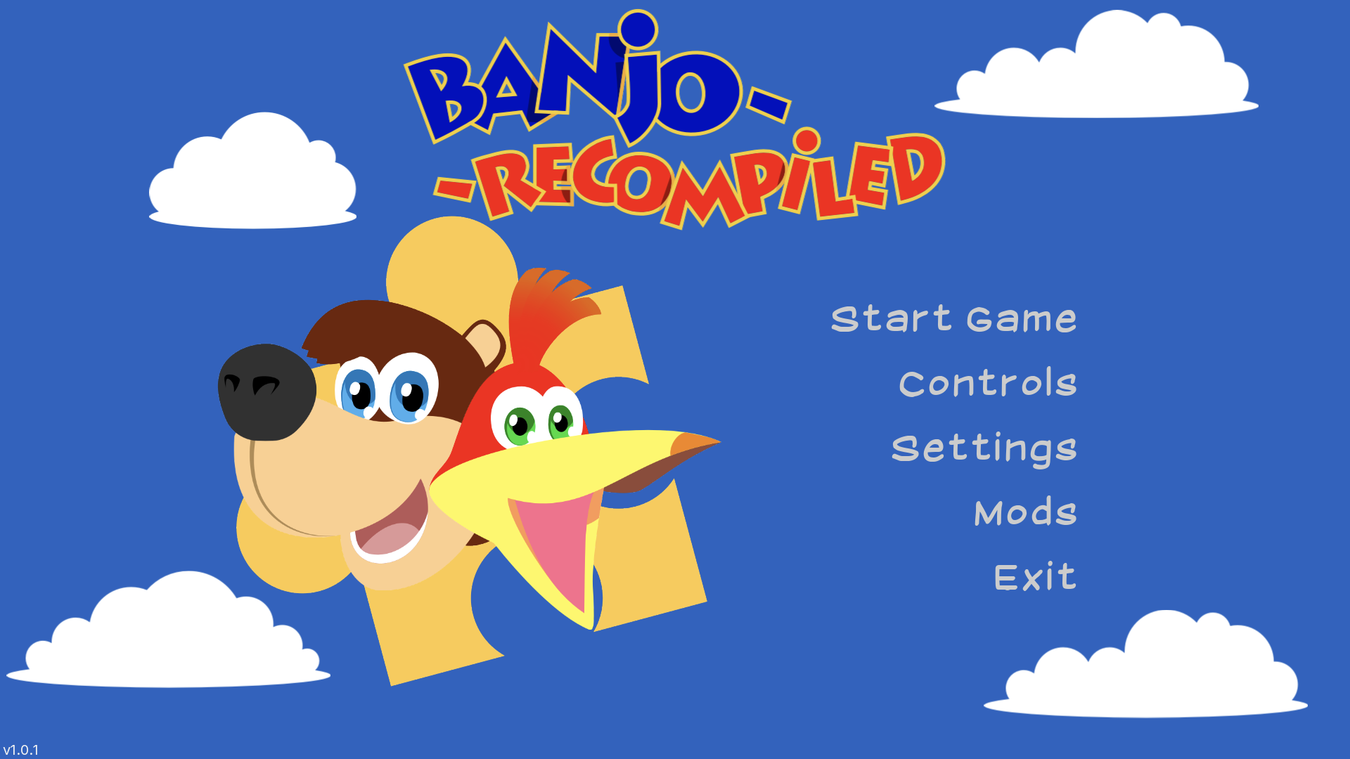 Main menu on the primary display