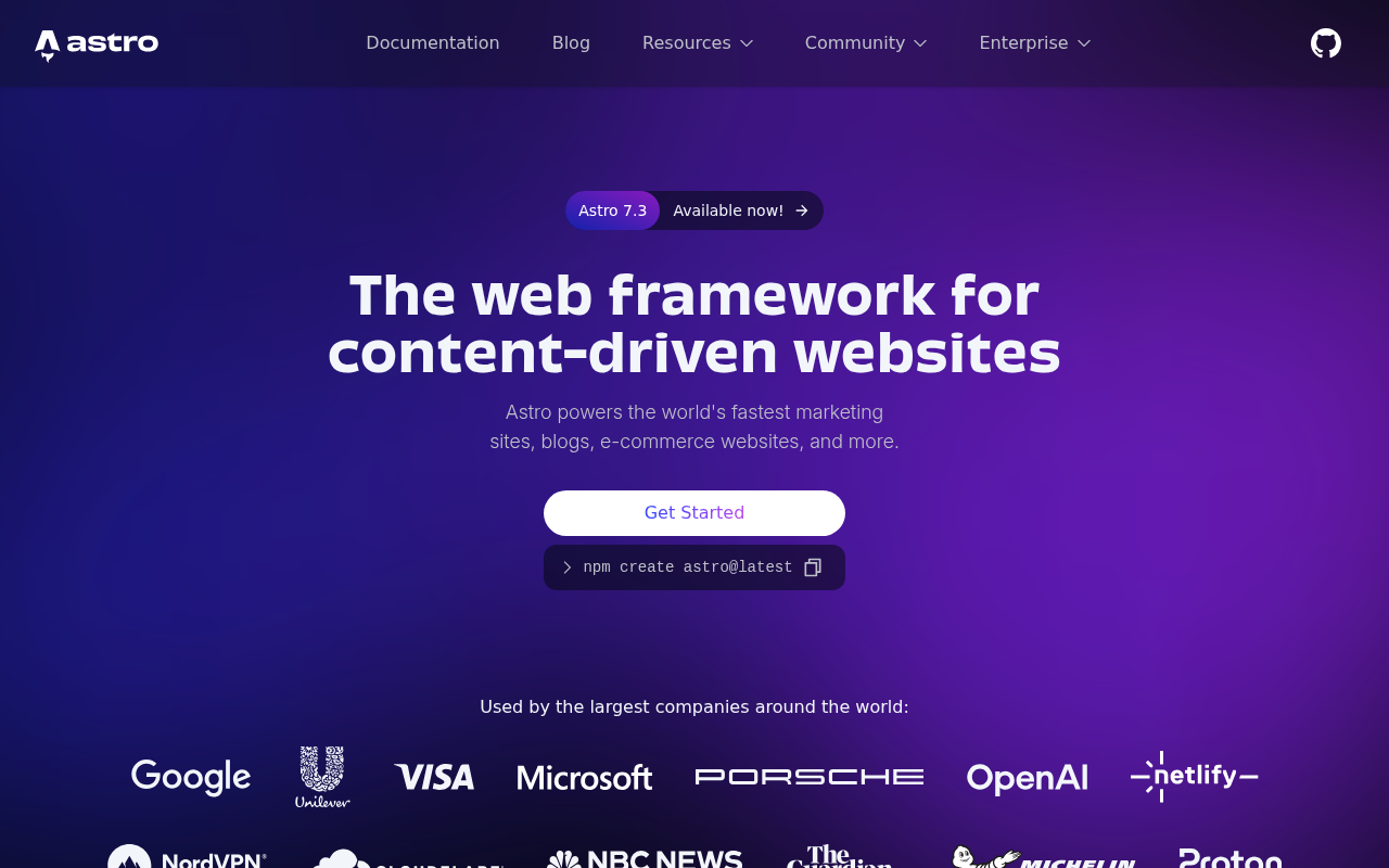 astro.build rendered in headless Chrome by the chrome tool