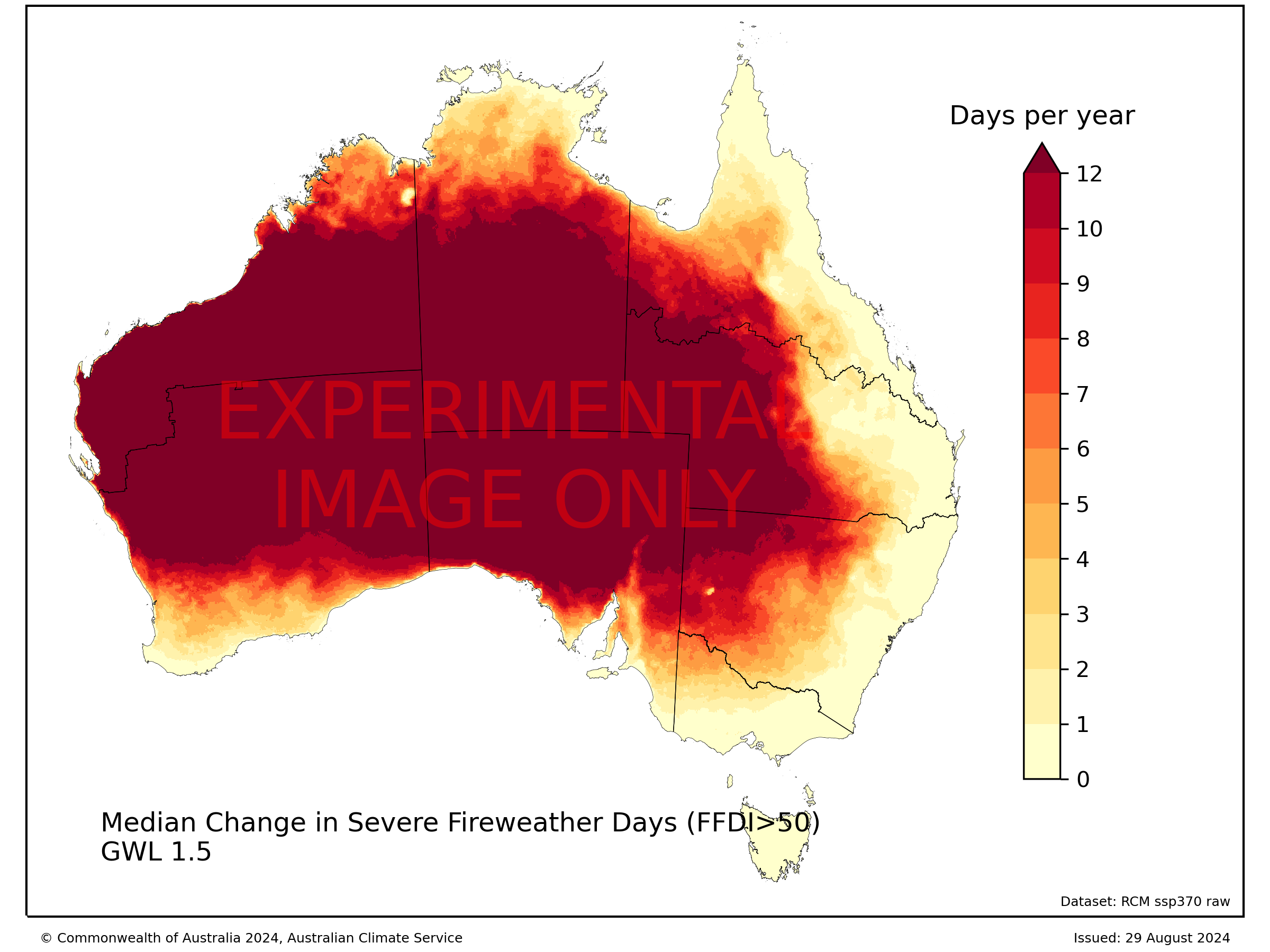 Change in the annual number of days FFDI>50