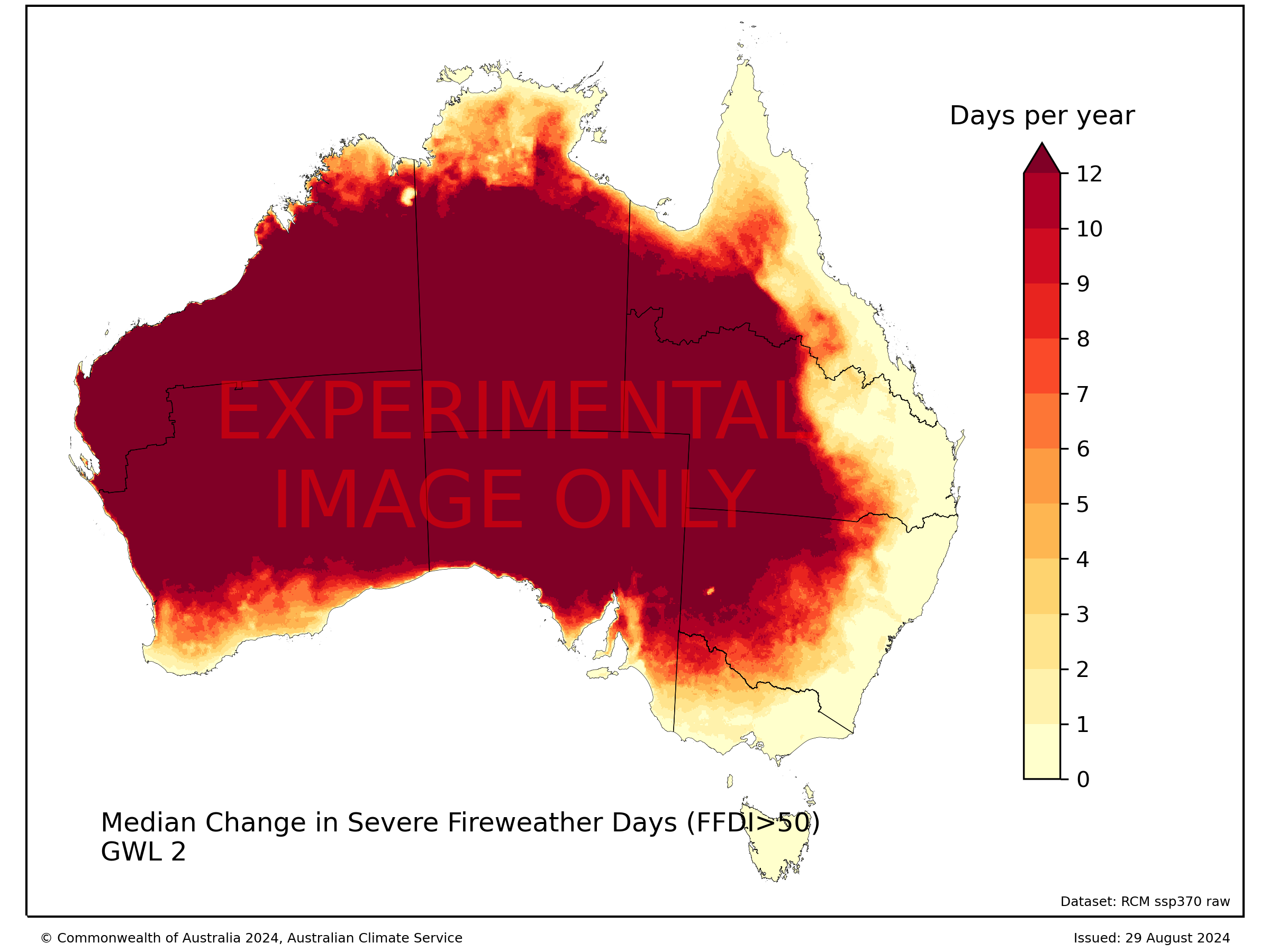 Change in the annual number of days FFDI>50