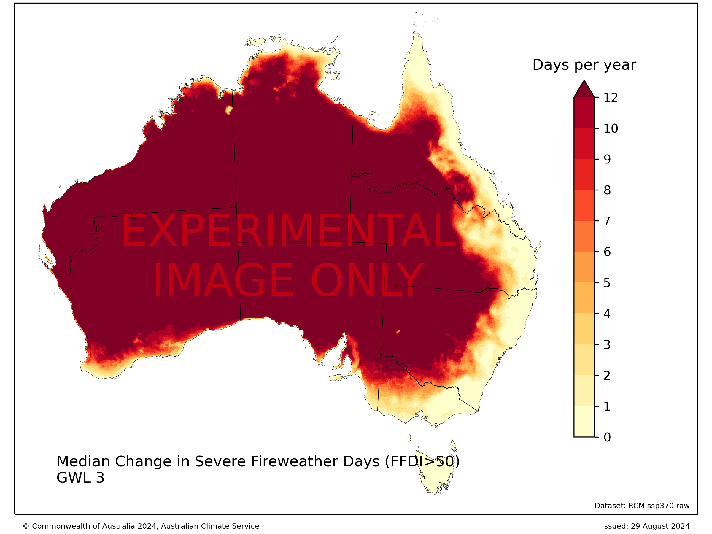 Change in the annual number of days FFDI>50