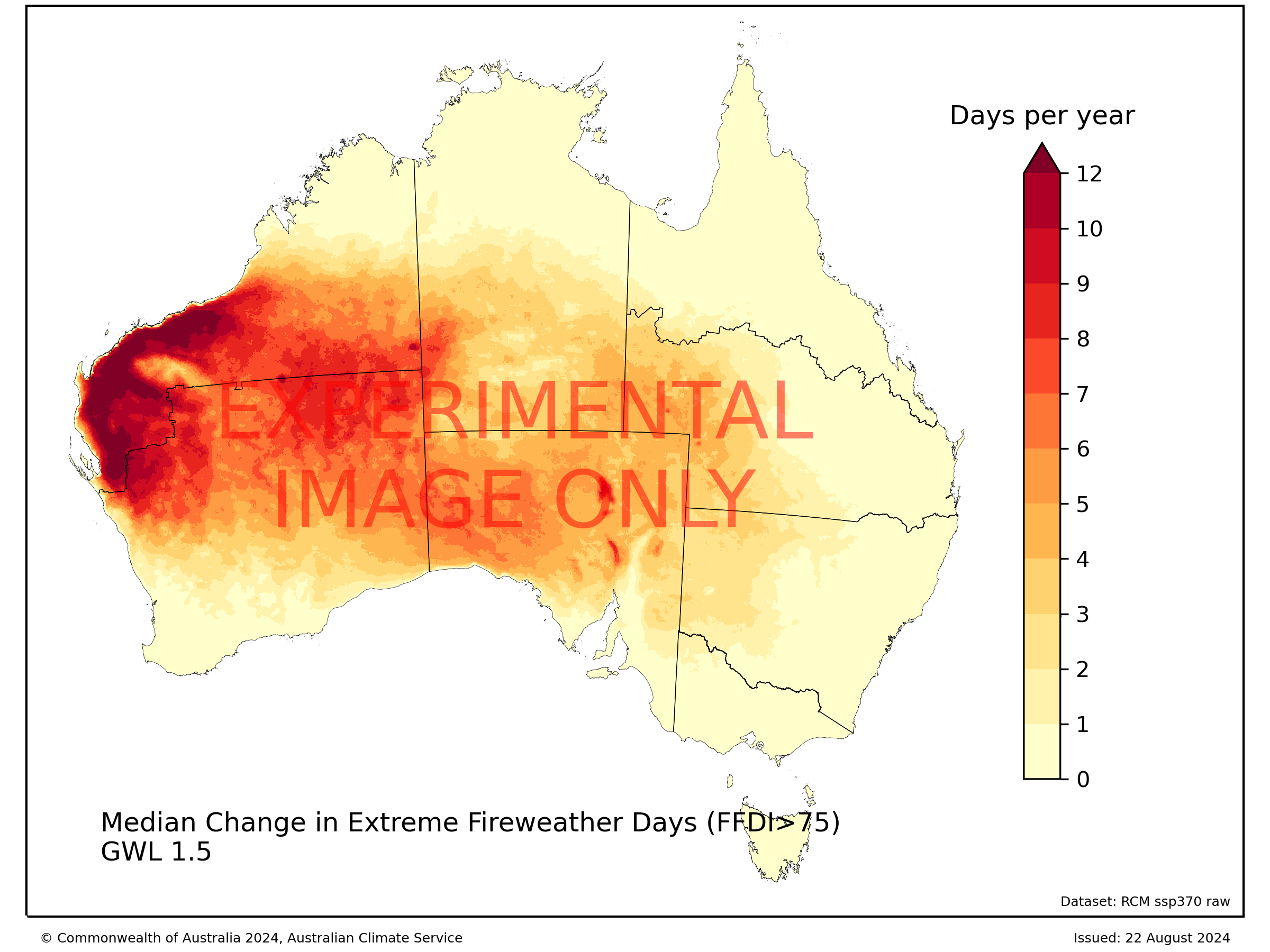 Change in the annual number of days FFDI>50