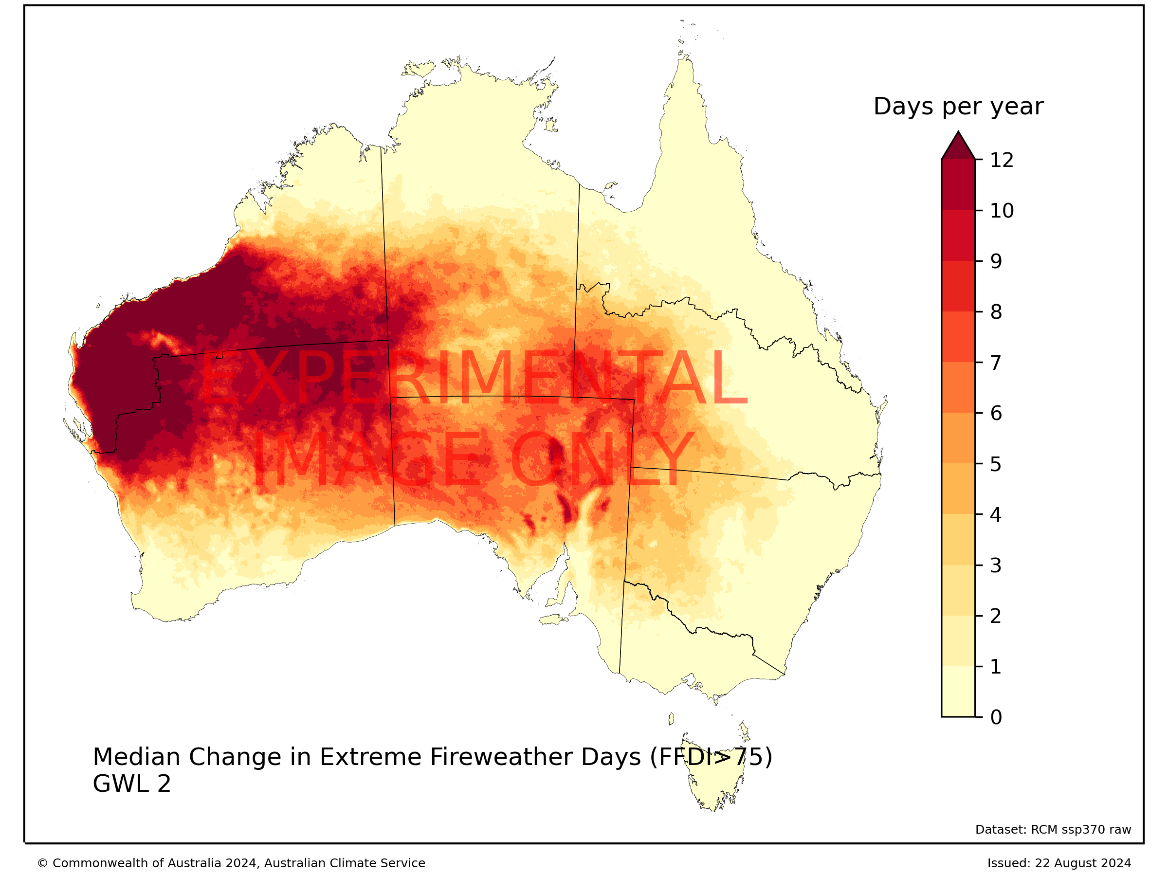 Change in the annual number of days FFDI>50