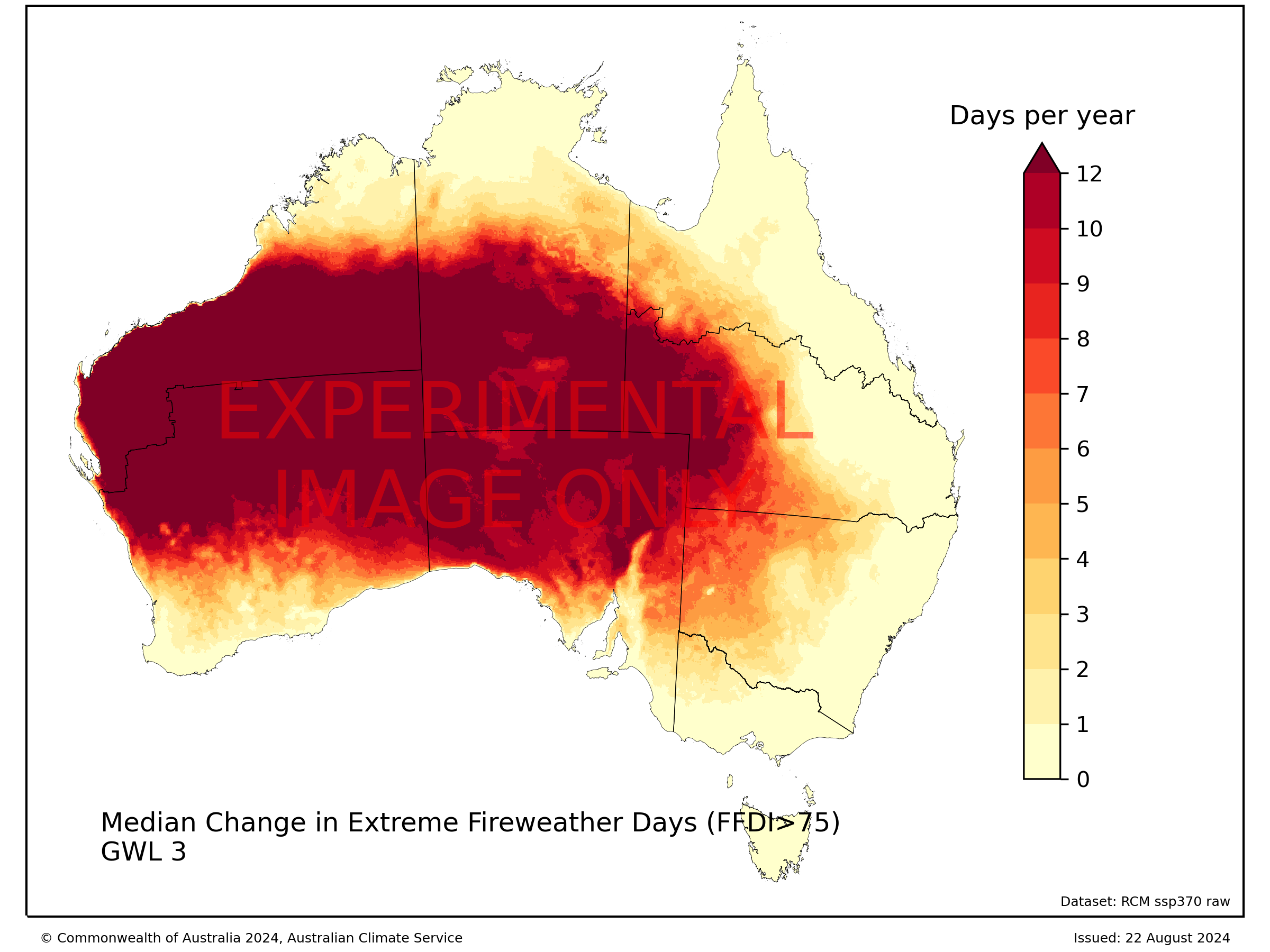 Change in the annual number of days FFDI>50