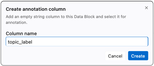Create annotation column dialog