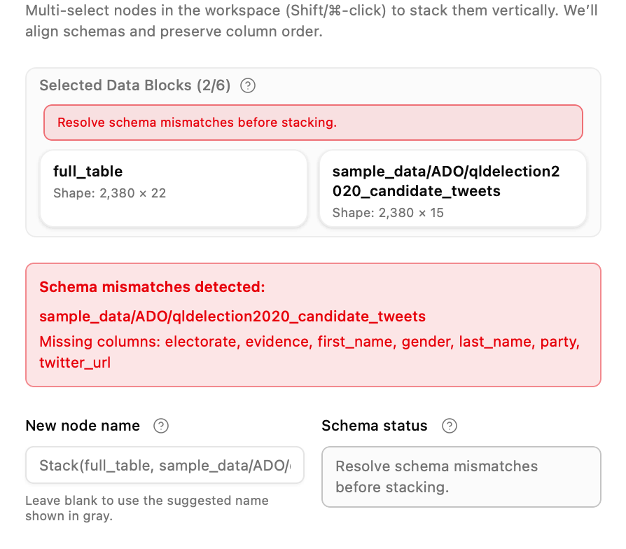 Schema status screenshot