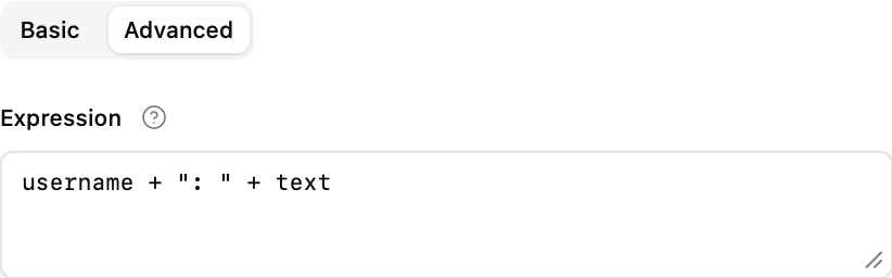 Advanced expression screenshot