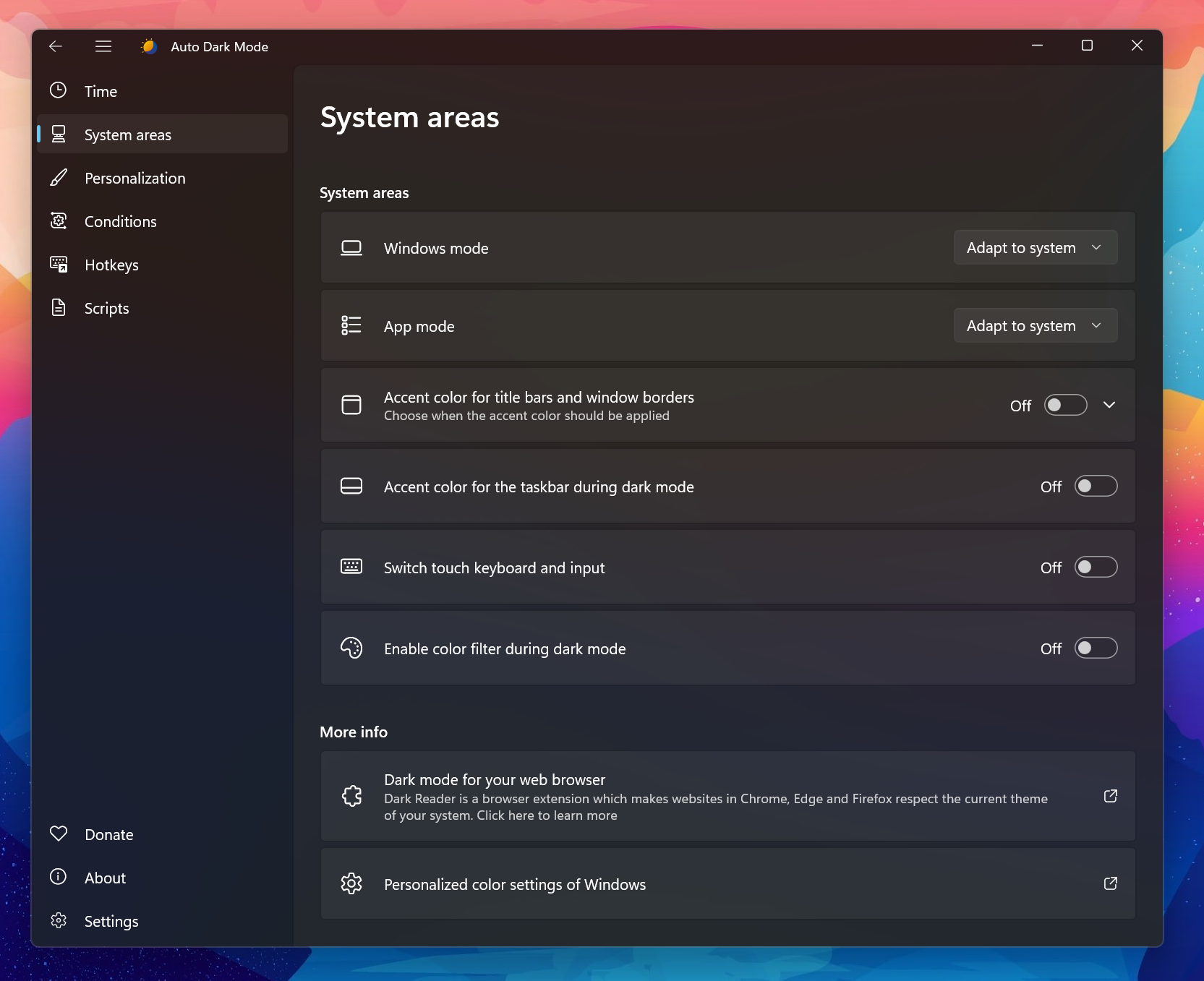 Light Switch: Enable accent colour in start menu and taskbar in dark ...