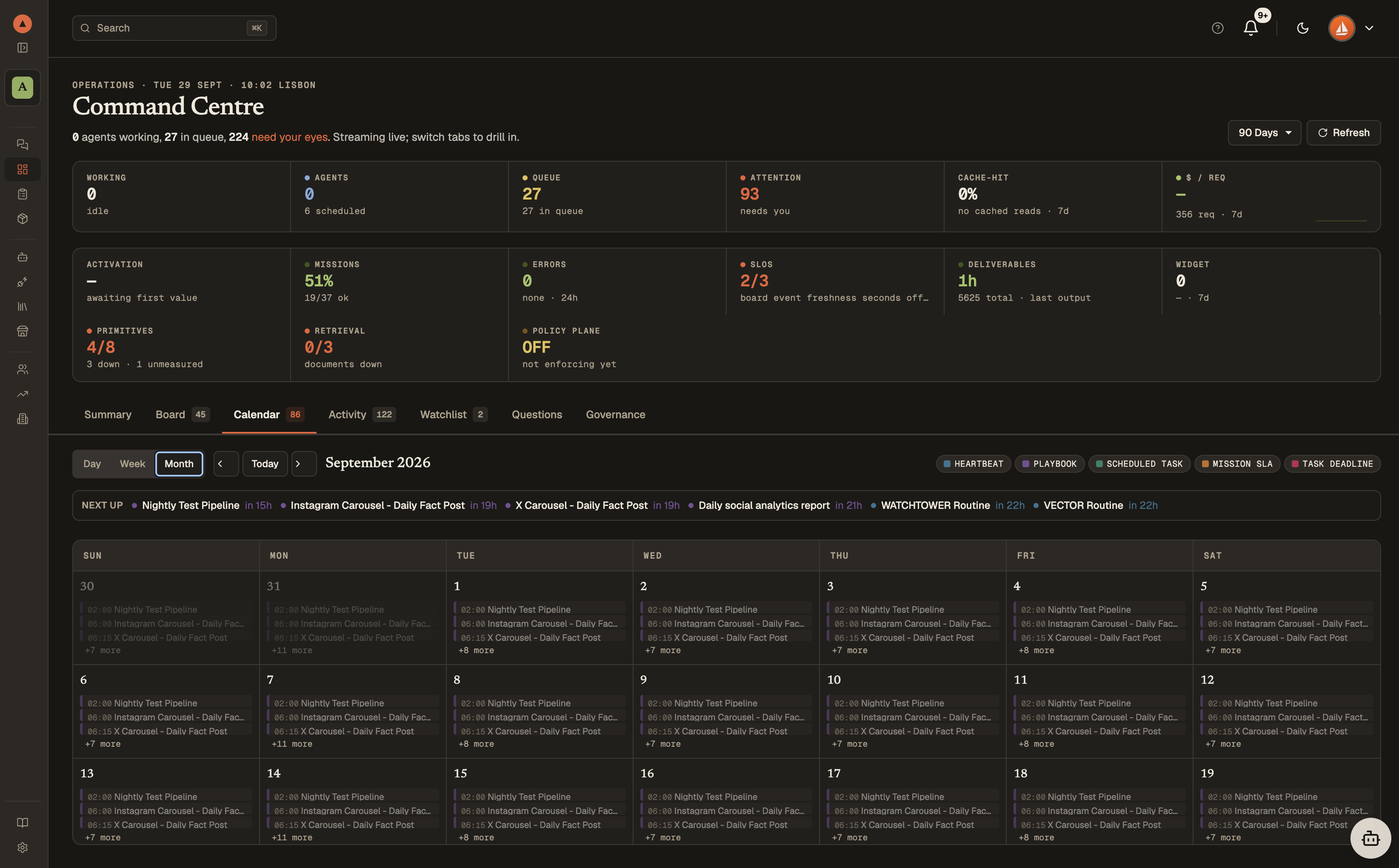 Command Center — calendar
