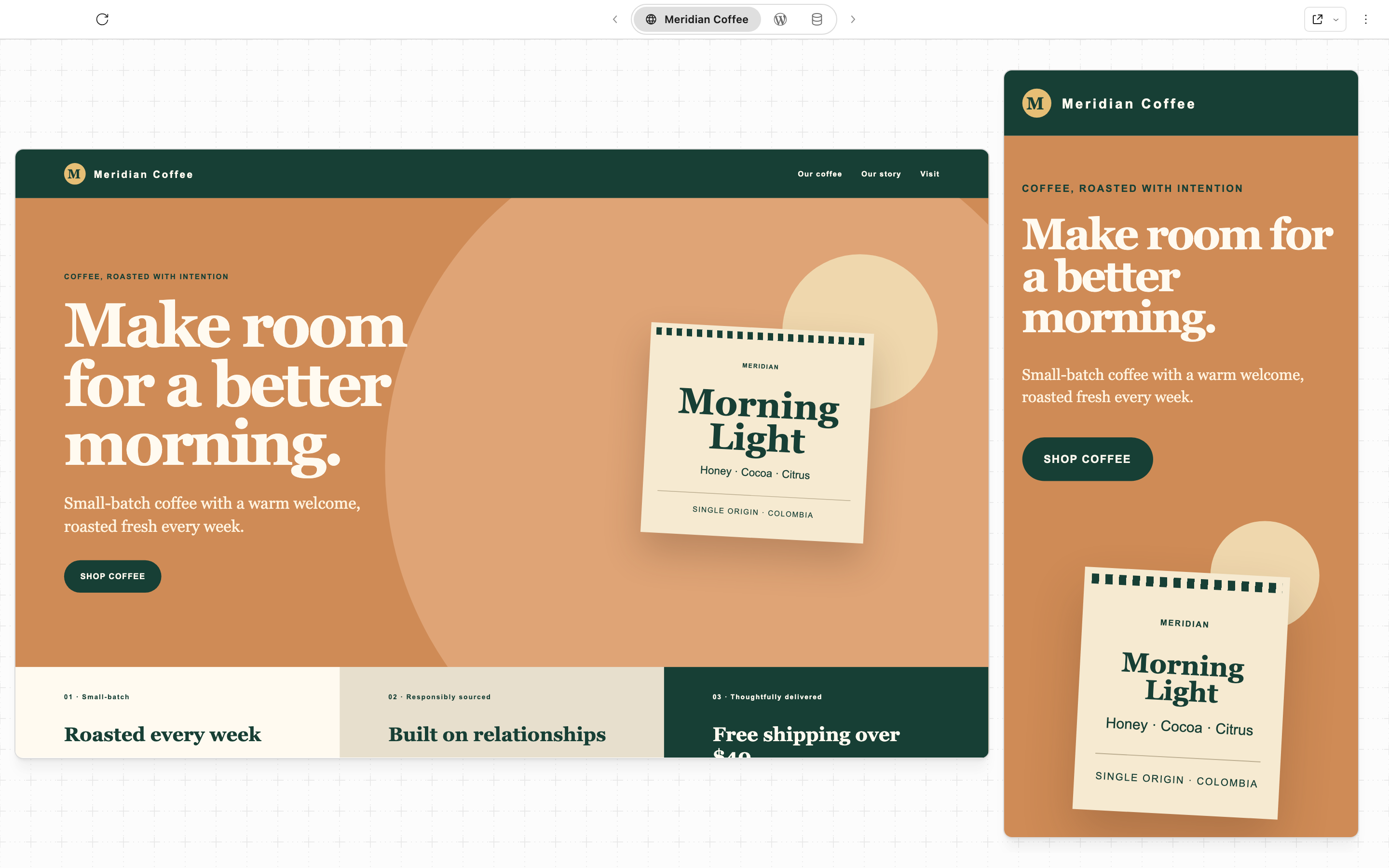 Studio responsive desktop and mobile preview in light mode