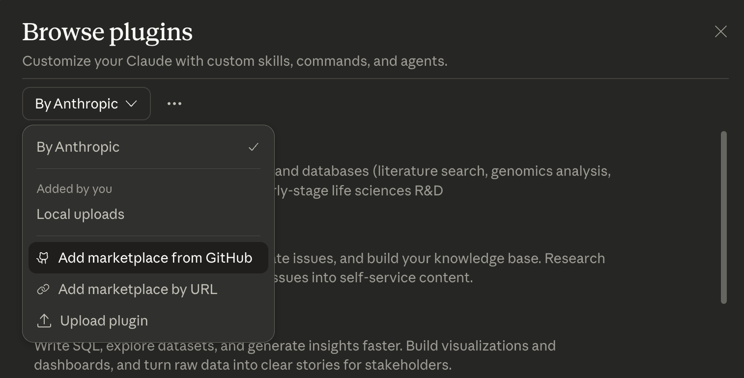 Add to marketplace from Github