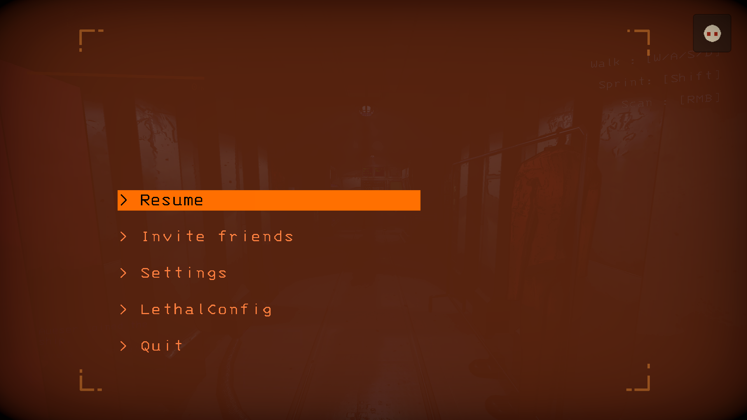 English fear-mode entry icon in the top-right corner of the ESC menu